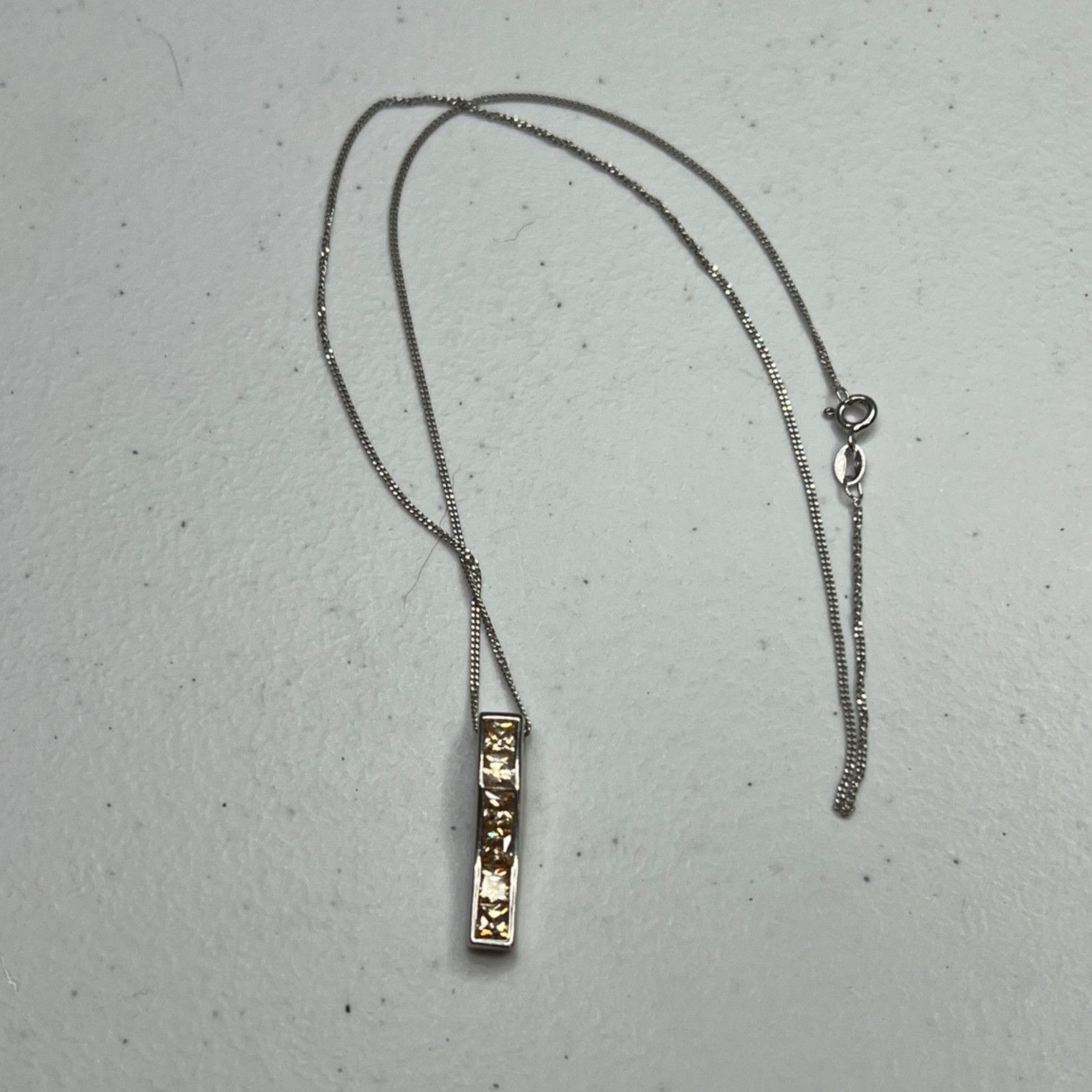 Designer Sterling Silver Women's Necklace With Yellow CZ Pendant, 18" Size ONE SIZE - 5 Thumbnail