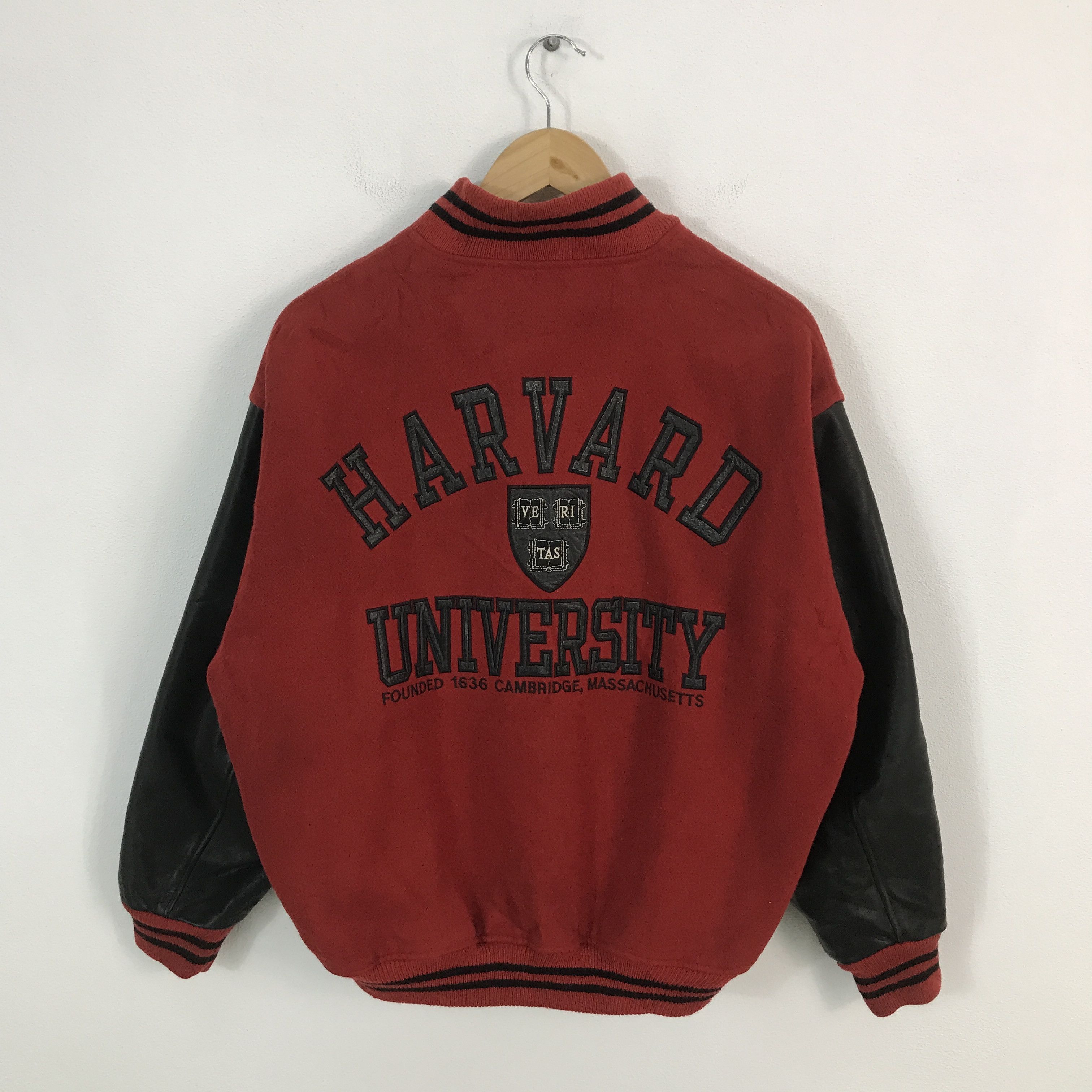 Vintage 2000s Harvard University Varsity jacket leather sleeve Size US L / EU 52-54 / 3 - 1 Thumbnail