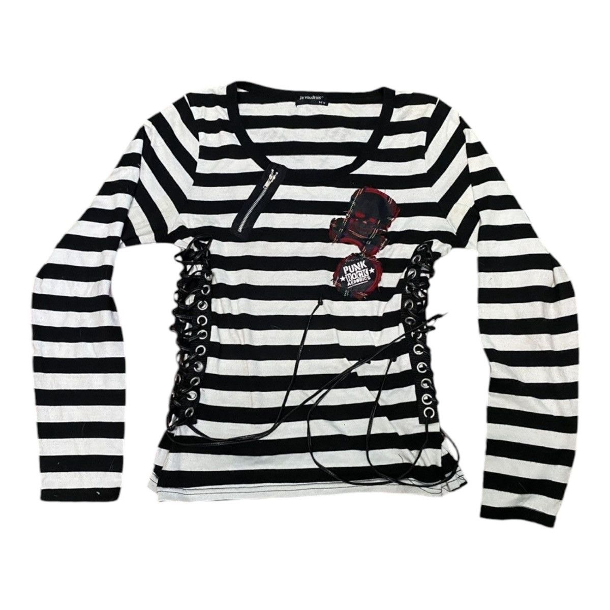 If Six Was Nine RARE GOTHIC PUNK PRISONER STRIPE BONDAGE SHIRT Size M / US 6-8 / IT 42-44 - 1 Thumbnail