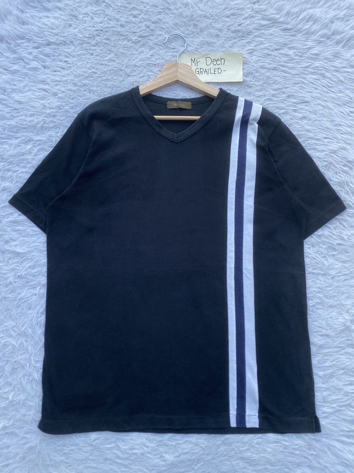Yohji Yamamoto Vintage 80's - 90's Y's for Men Three Stripes T-Shirts Size US M / EU 48-50 / 2 - 1 Thumbnail
