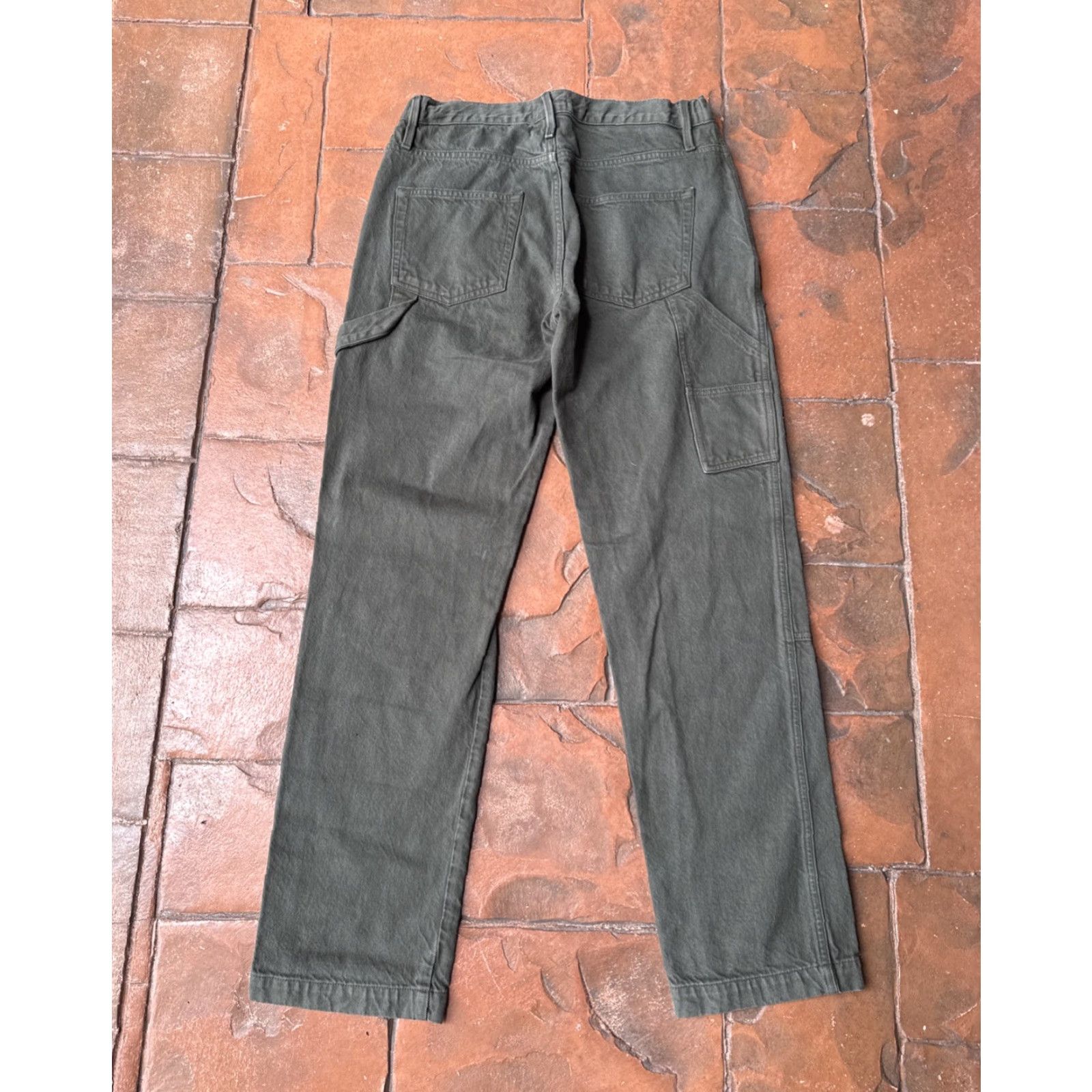 Frame VINTAGE FRAME Double Knee Carpenter Jeans 29x30.5 Green Button Fly Women 29 Green Denim Jeans Carpenter Pockets 29x30.5 Womens feminino Size 29" - 3 Thumbnail