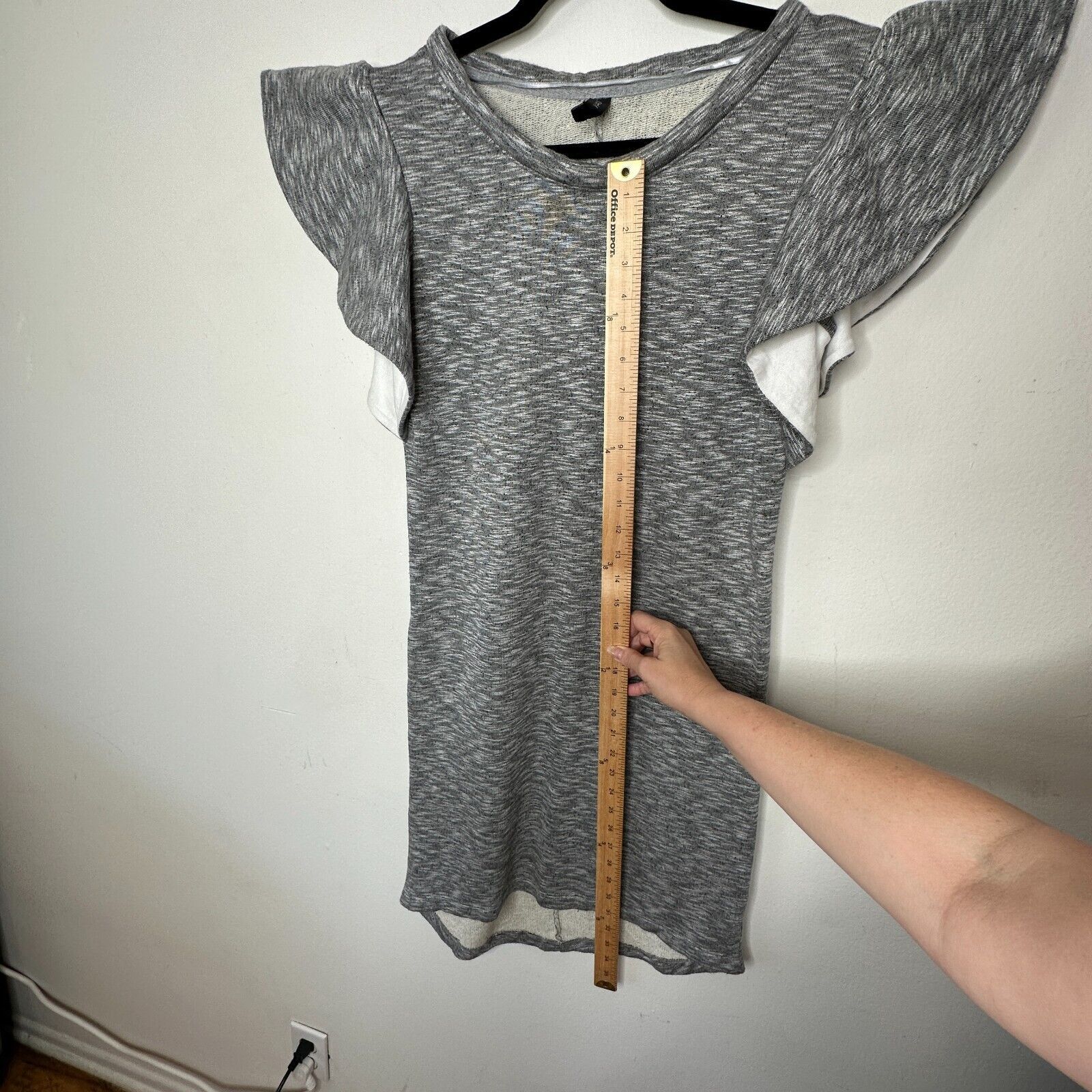 Asos ASOS Y.A.S Marled Gray Knit Ruffle Sleeve Mini Dress 38 Size M / US 6-8 / IT 42-44 - 8 Thumbnail