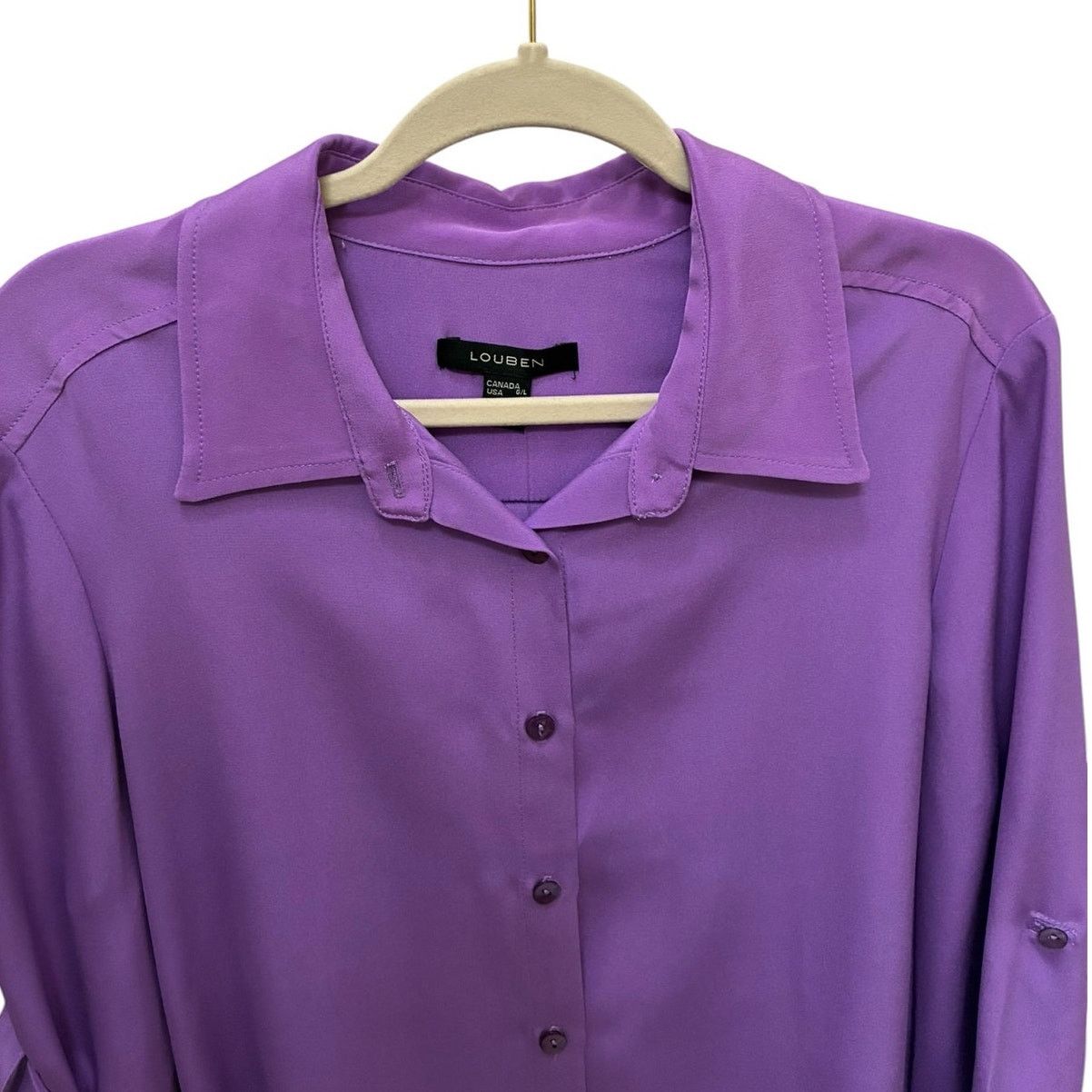 LOUBEN Louben 100% silk violet blouse Made in Canada NWT Size L / US 10 / IT 46 - 4 Thumbnail