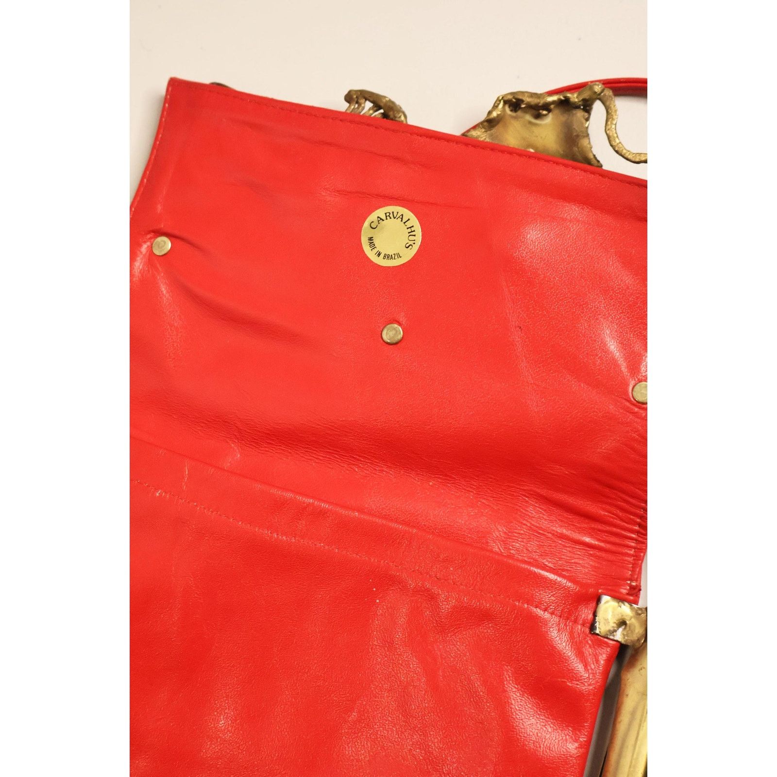 Vintage Carvalho's of Rio 1970s Brutalist Red Leather Amethyst Bag Size ONE SIZE - 8 Thumbnail