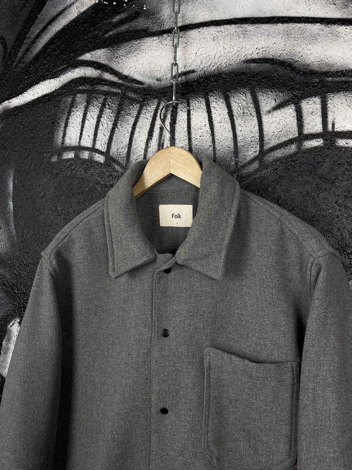 Folk FOLK Grey Wool Overshirt Coat Jacket Men’s Size 4 Size US L / EU 52-54 / 3 - 3 Thumbnail