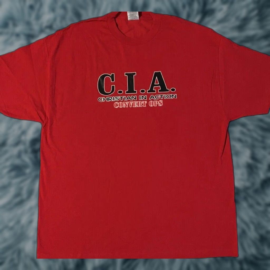 Vintage VINTAGE CIA Christian In Action Shirt XXL Red Men T-Shirt Funny Saying Grunge 90s Y2K Size US XXL / EU 58 / 5 - 1 Thumbnail