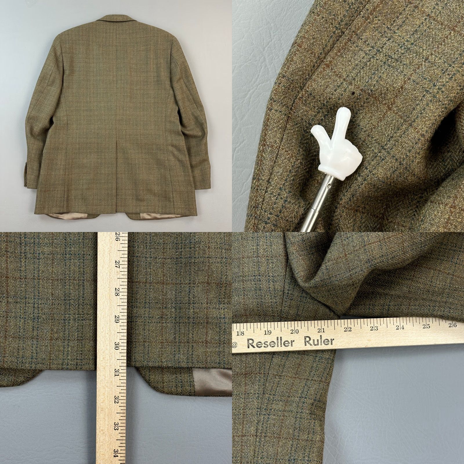 Ralph Lauren VINTAGE Ralph Lauren Chaps Blazer Mens 40R Tan Plaid Lambswool Sport Coat Jacket Size 40R - 9 Thumbnail