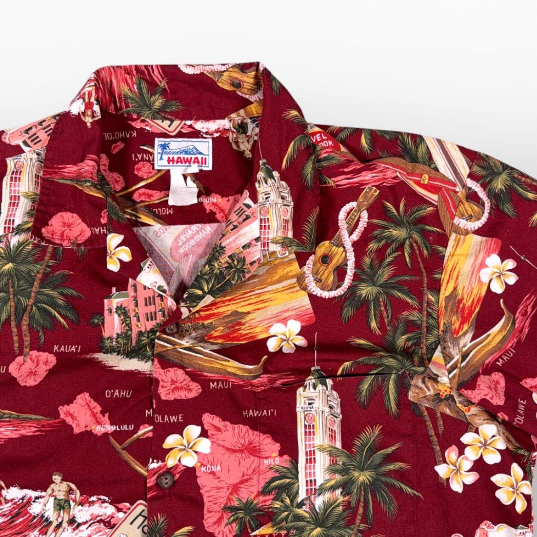 Vintage VINTAGE Hawaii Red Hawaii Shirt Hawaiian 80s Surf Honolulu Hibiscus Hawaii USA Short Sleeve Button-Up Adult Large Size US L / EU 52-54 / 3 - 2 Thumbnail