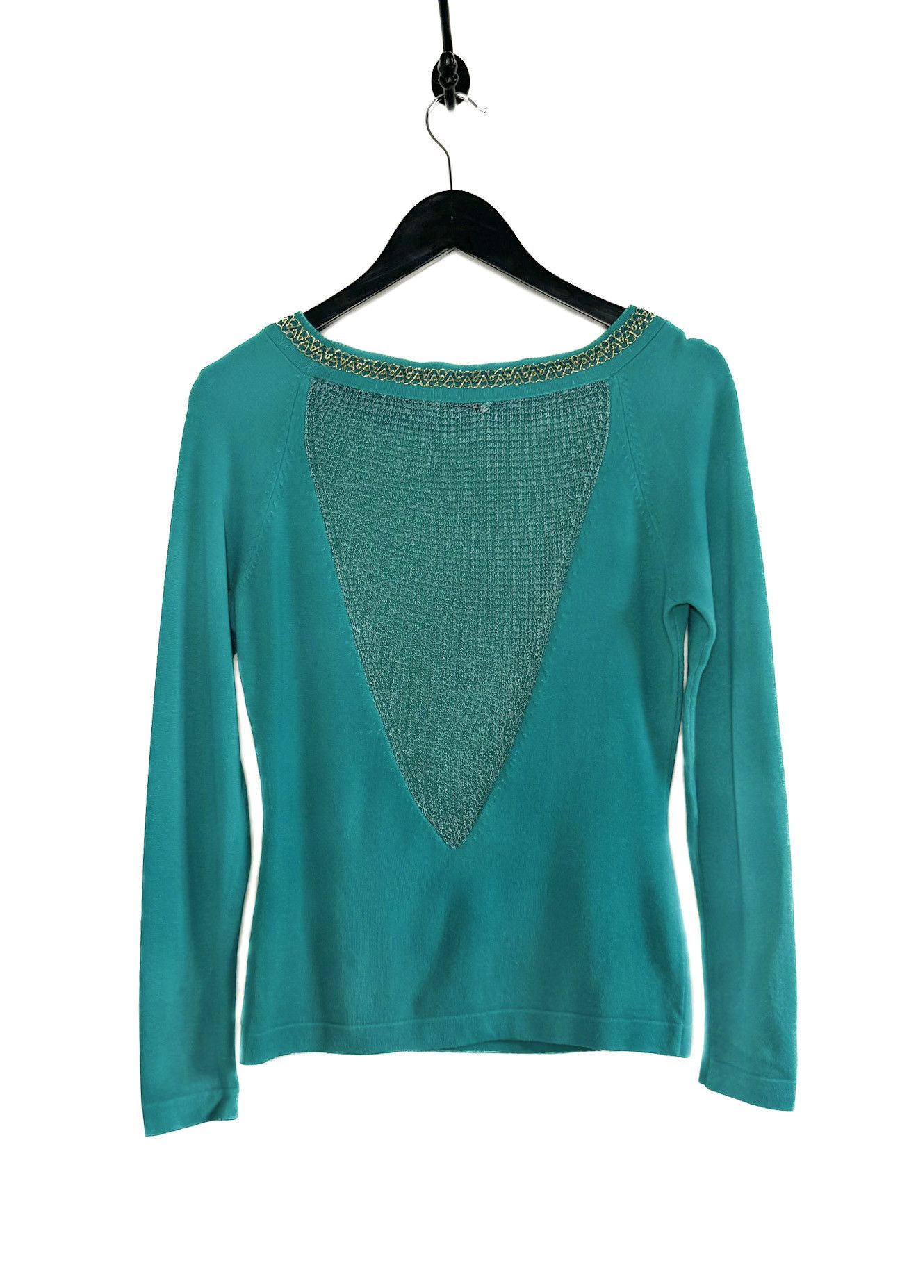 Versace Versace Collection Turquoise Boat Neck Mesh Back Sweater Size S / US 4 / IT 40 - 3 Thumbnail