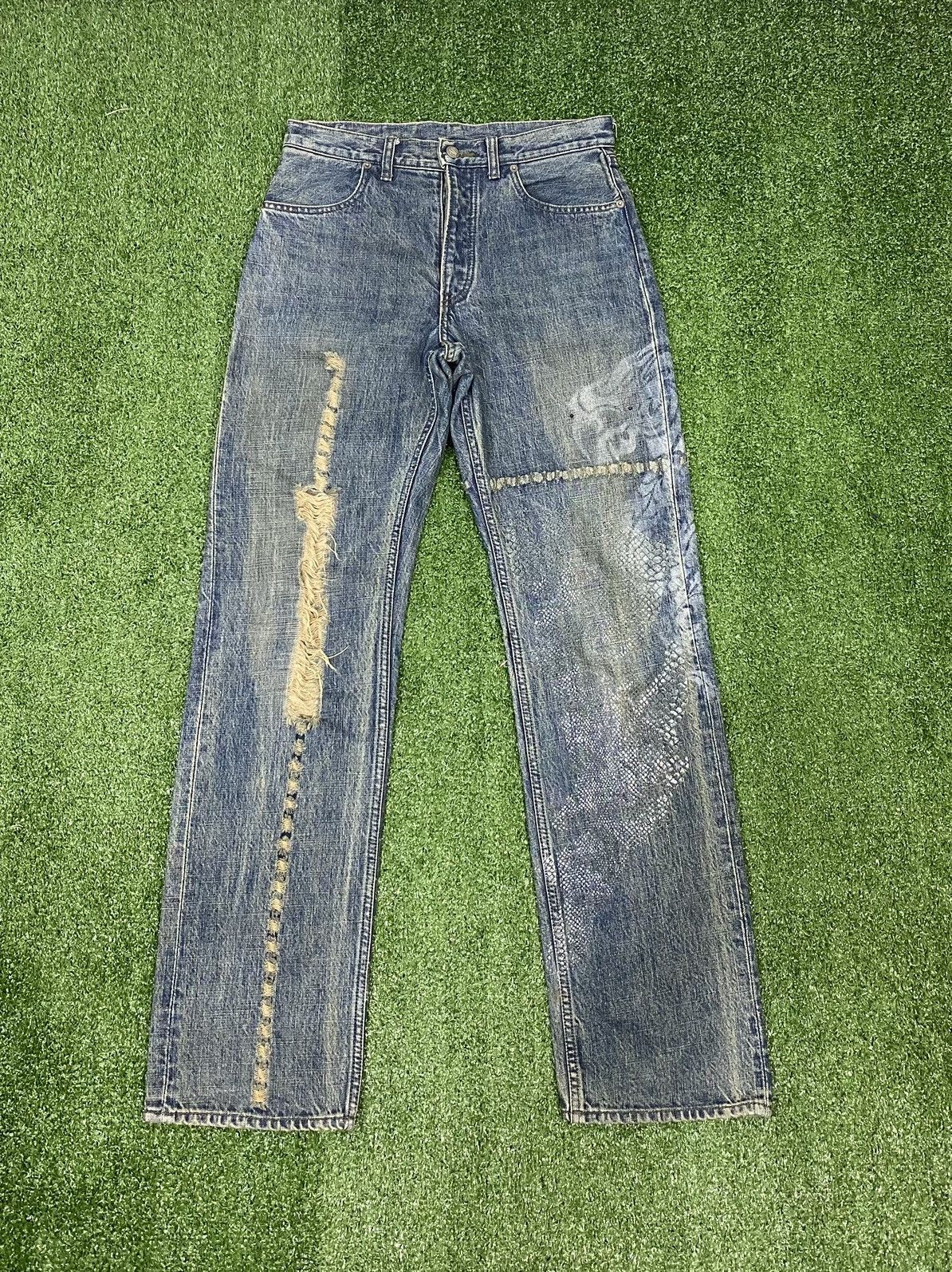 PPFM 💥jp Japanese brand X PPFM dragon distressed style jeans Size US 31 - 16 Thumbnail