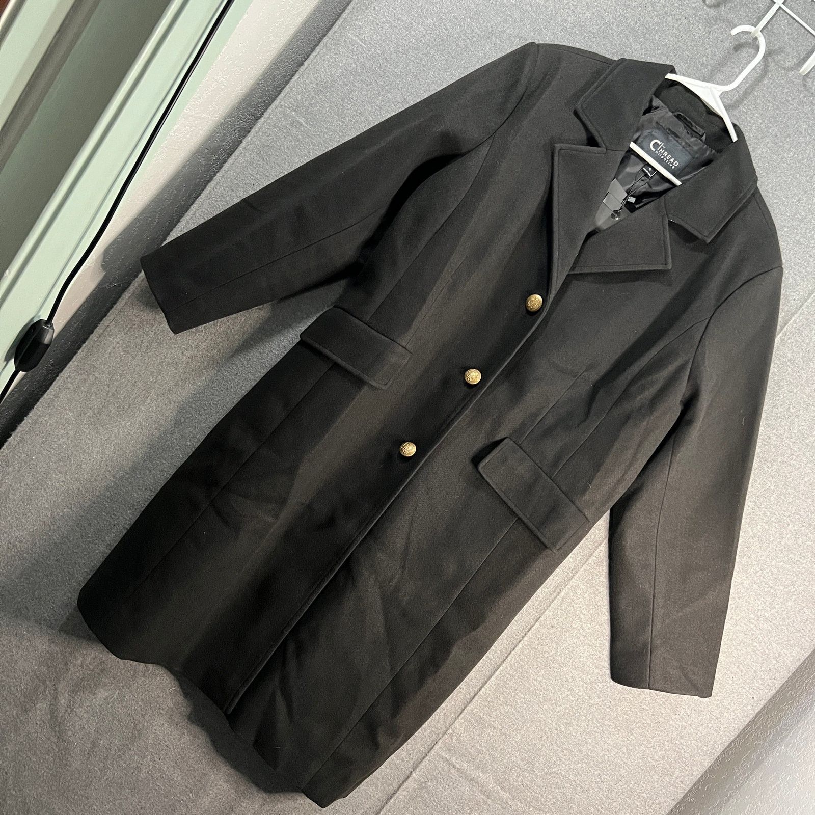 Other Thread Collective Faux Wool Notch Collar Long Coat Black Size XL / US 12-14 / IT 48-50 - 4 Thumbnail