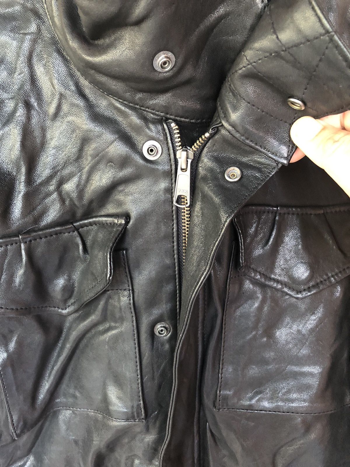 If Six Was Nine × Japanese Brand × Le Grande Bleu (L.G.B.) Rattle Trap Biker Sheepskin Leather Jacket Size US M / EU 48-50 / 2 - 12 Thumbnail
