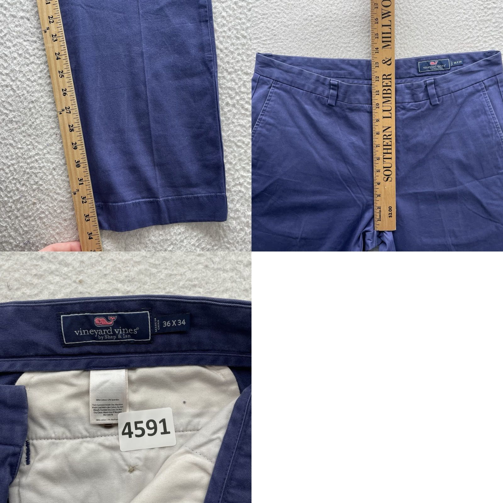 Vineyard Vines Vineyard Vines Breaker Pants Mens 36x34 Royal Blue Chino Stretch Preppy Golf Pants Mens Regular 36 Blue Size US 36 / EU 52 - 8 Thumbnail