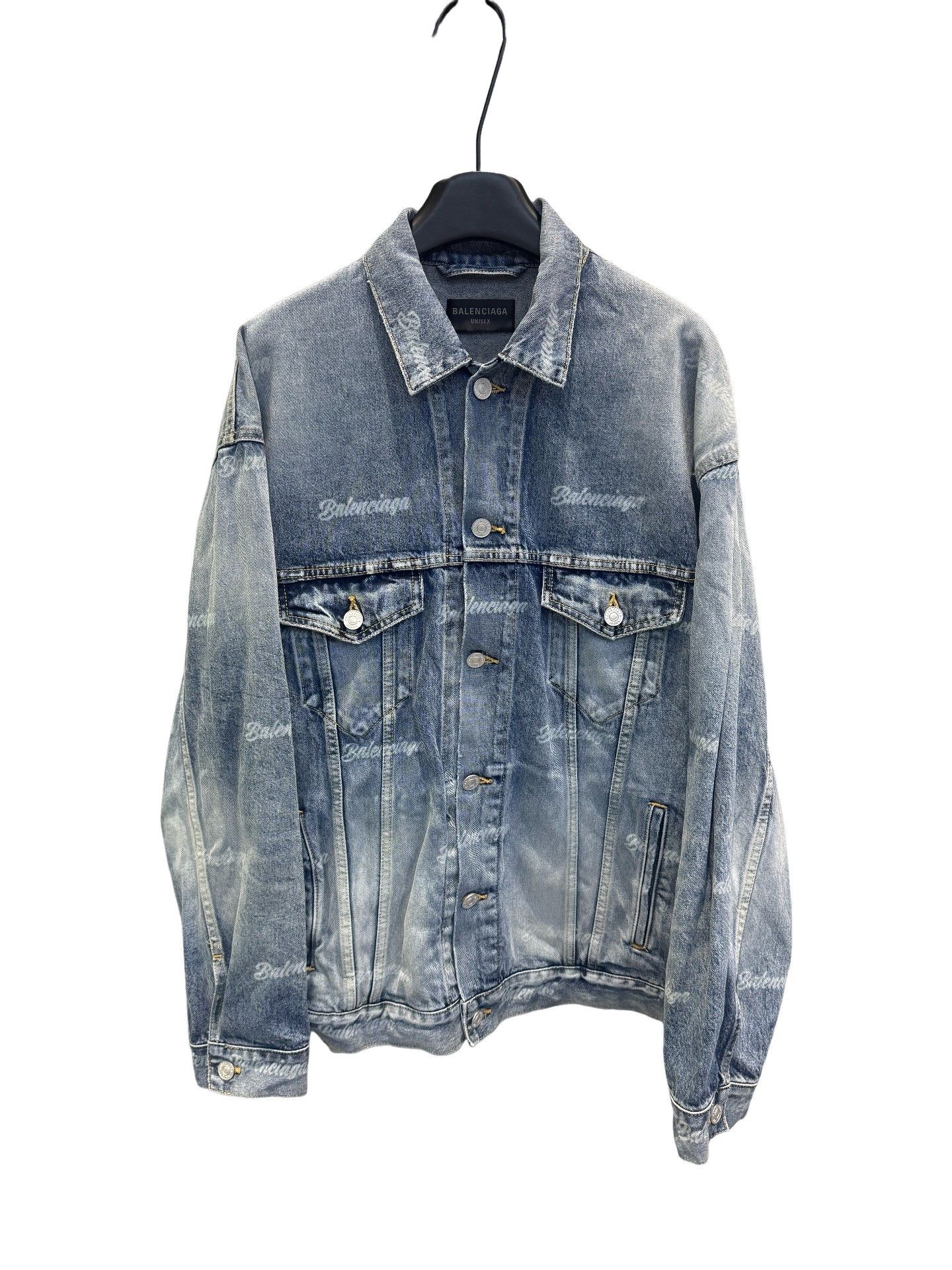 Balenciaga Balenciaga Logo Print Denim Jacket XS Size US XS / EU 42 / 0 - 1 Thumbnail