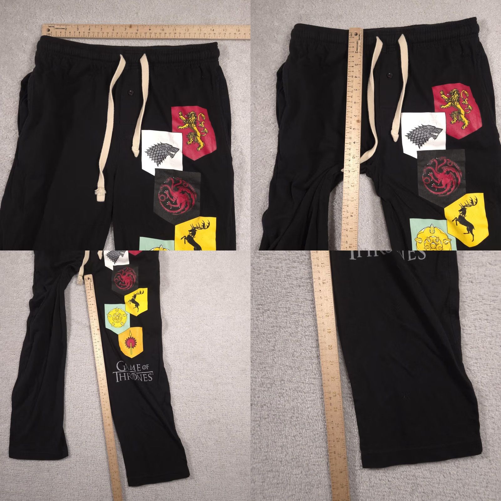 Vintage Game of Thrones Pajama Pants Mens Small Black House Sigils Lounge Sleepwear Size US 29 - 8 Thumbnail