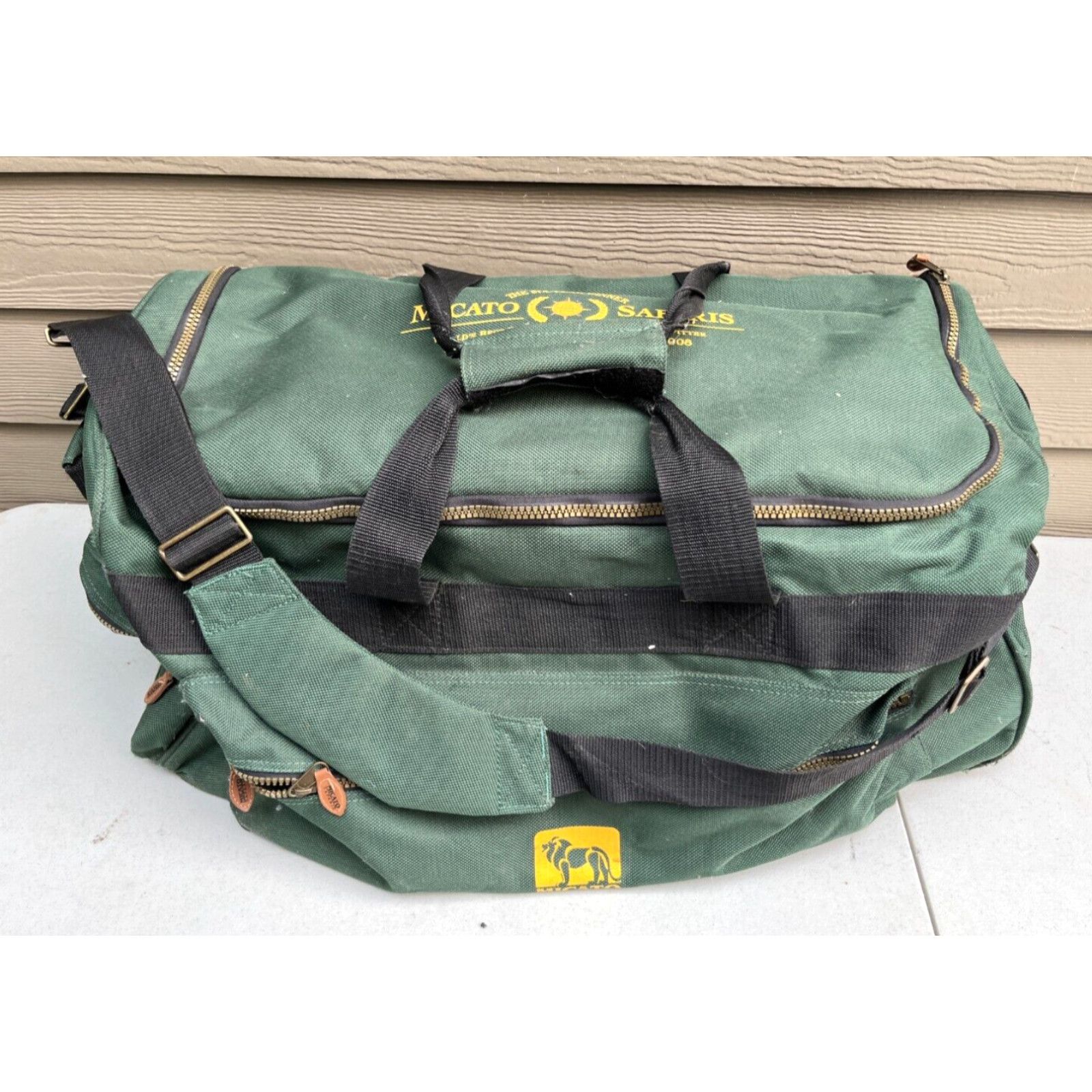 image of Vintage Micato Safaris Bag Canvas Rolling Hauler Duffle Luxury Travel African Tour Green in White