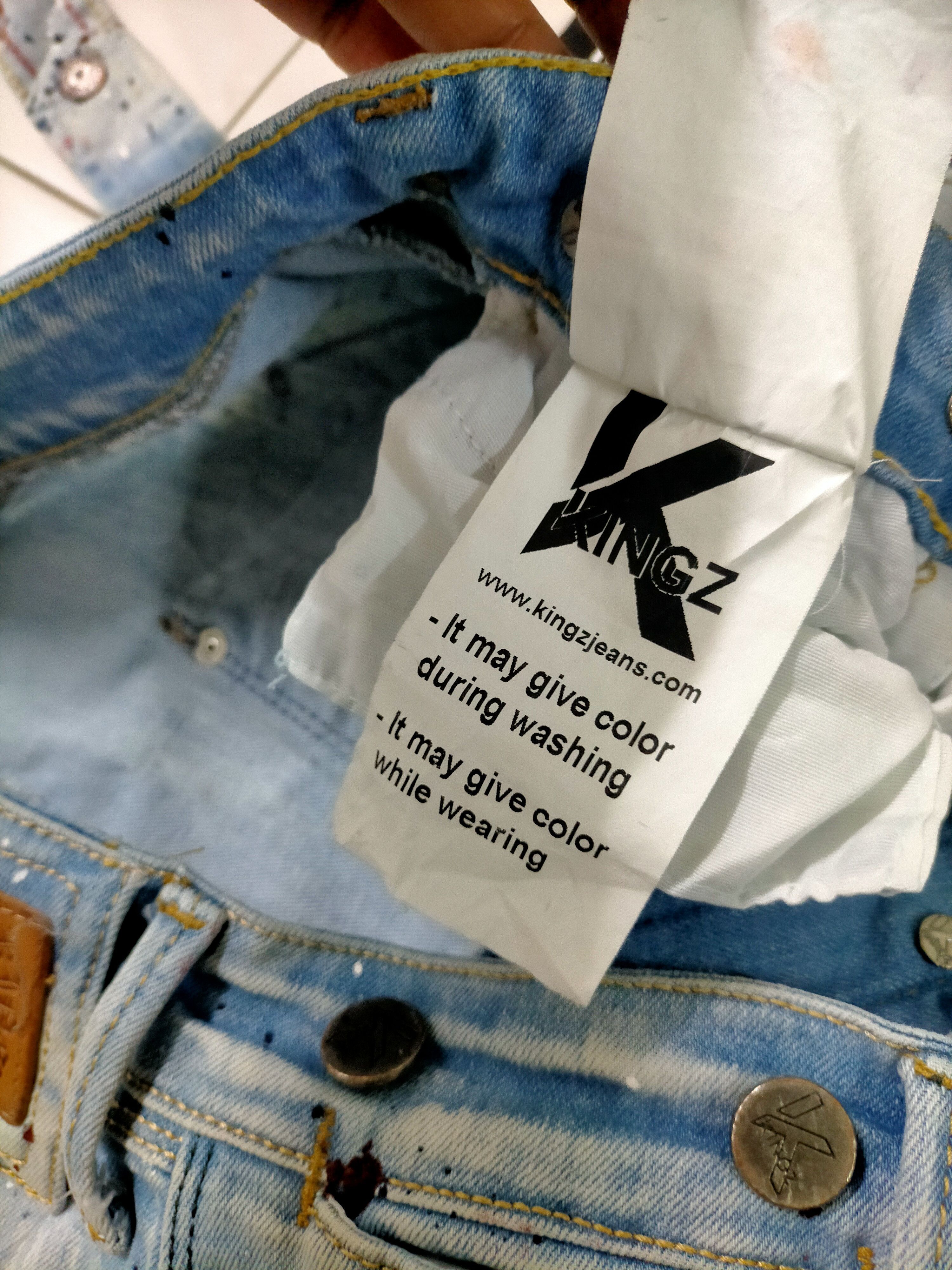 If Six Was Nine × Japanese Brand × Le Grande Bleu (L.G.B.) 🔥Rare Splatter Kingz Art Denim Crazy Design Size US 35 - 9 Thumbnail