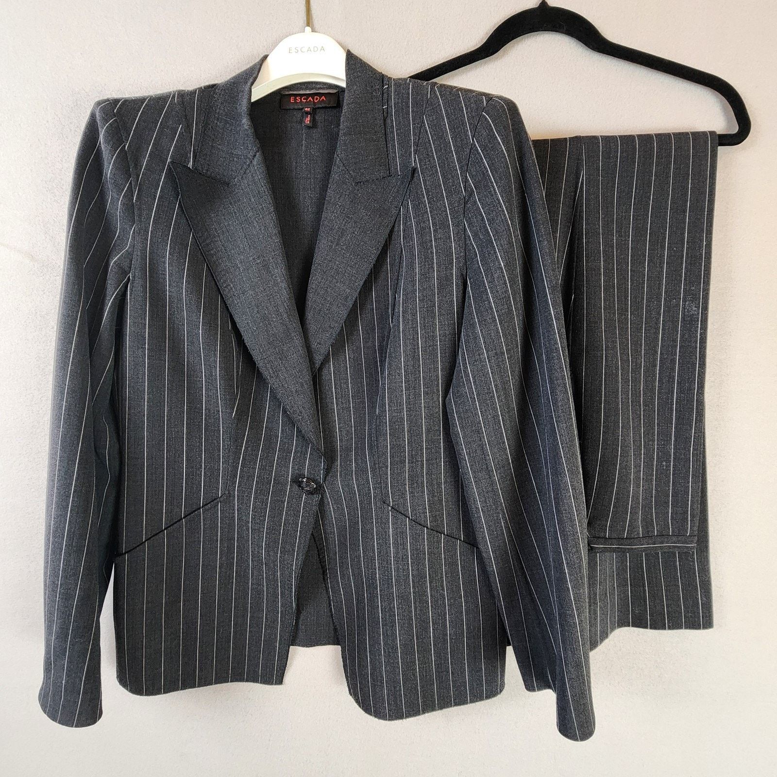Escada Escada Pinstripe Pant Suit Blazer+Trousers Women Sz 12 Wool Size XL / US 12-14 / IT 48-50 - 1 Thumbnail