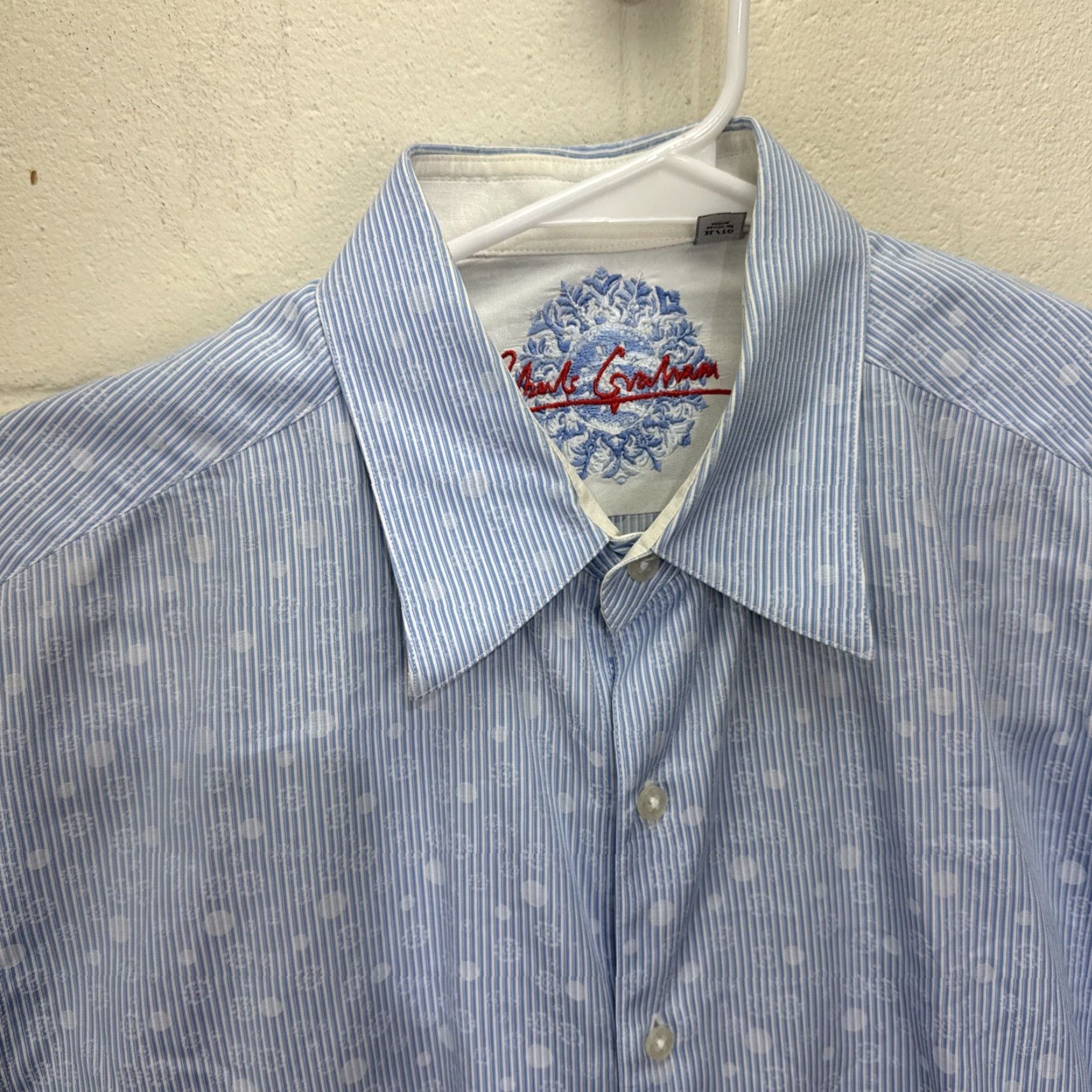 Robert Graham Robert Graham Button-Up Shirt Mens XL Blue Polka Dot Long Sleeve Collared Casual Business Size 46R - 4 Thumbnail