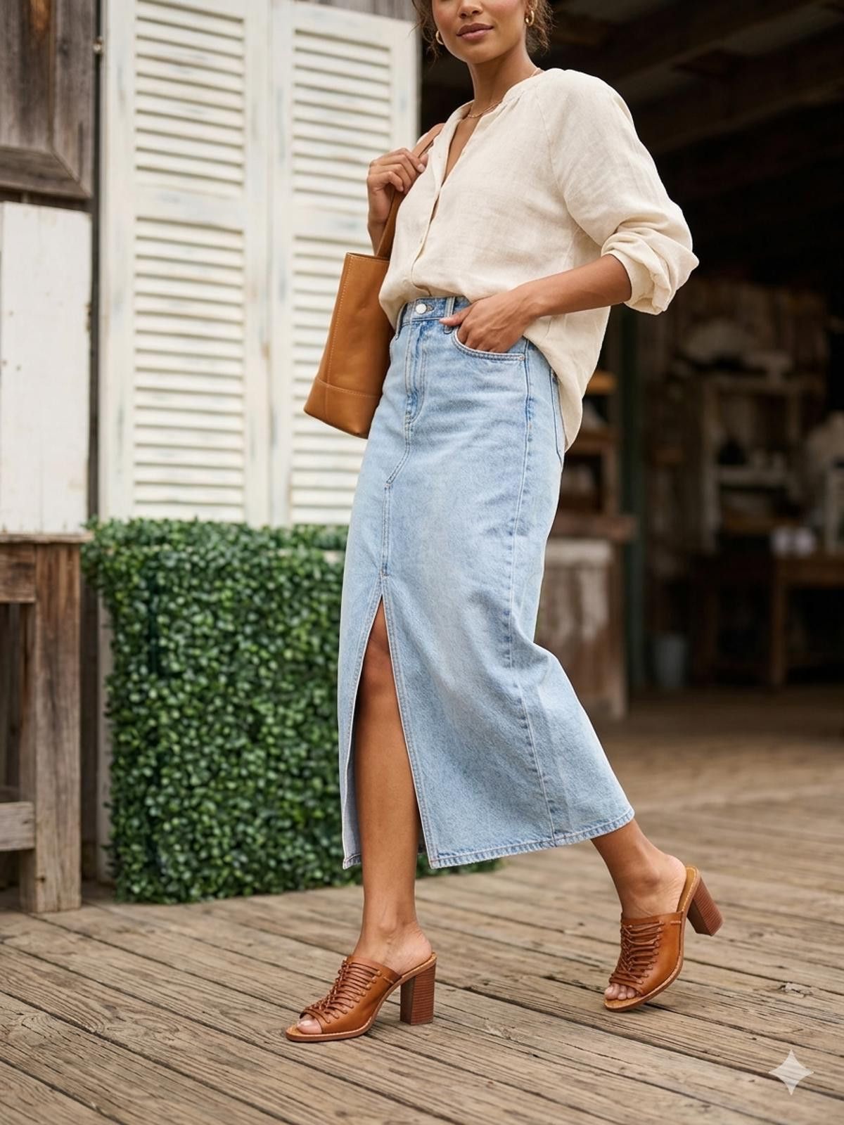 J.Crew J.Crew Brown Leather wood Mule 4in Heel 10 boho Size US 10 / IT 40 - 1 Thumbnail