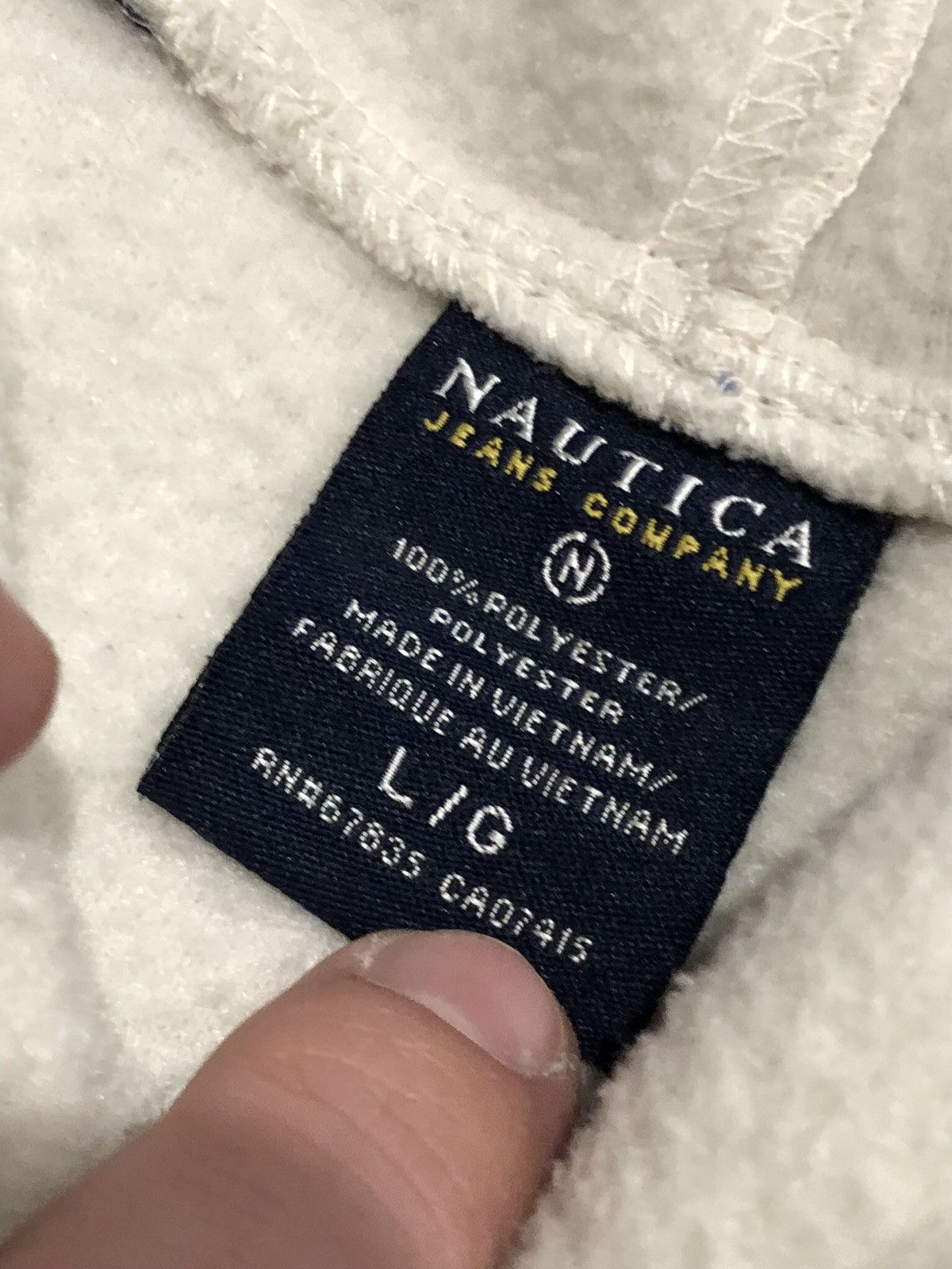 Nautica × Vintage 90s Nautica Jeans Co Fleece Hoodie Size US L / EU 52-54 / 3 - 8 Thumbnail