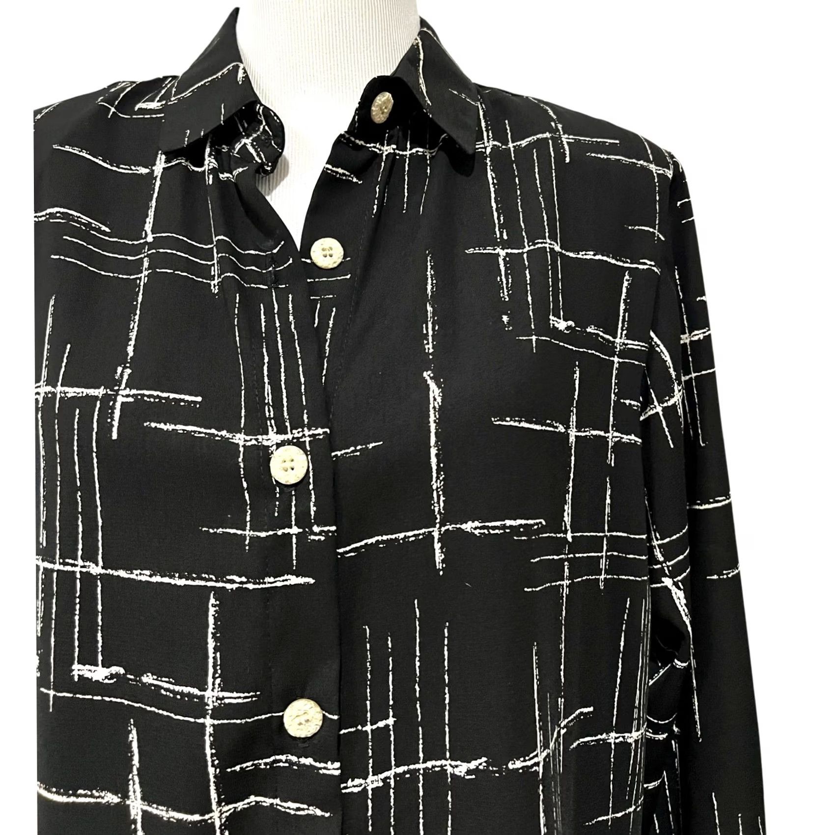 Vintage VINTAGE Jones Of Dallas Womens Button-Up Top Blouse 90s 80s Black Sz 14 Size XL / US 12-14 / IT 48-50 - 2 Thumbnail