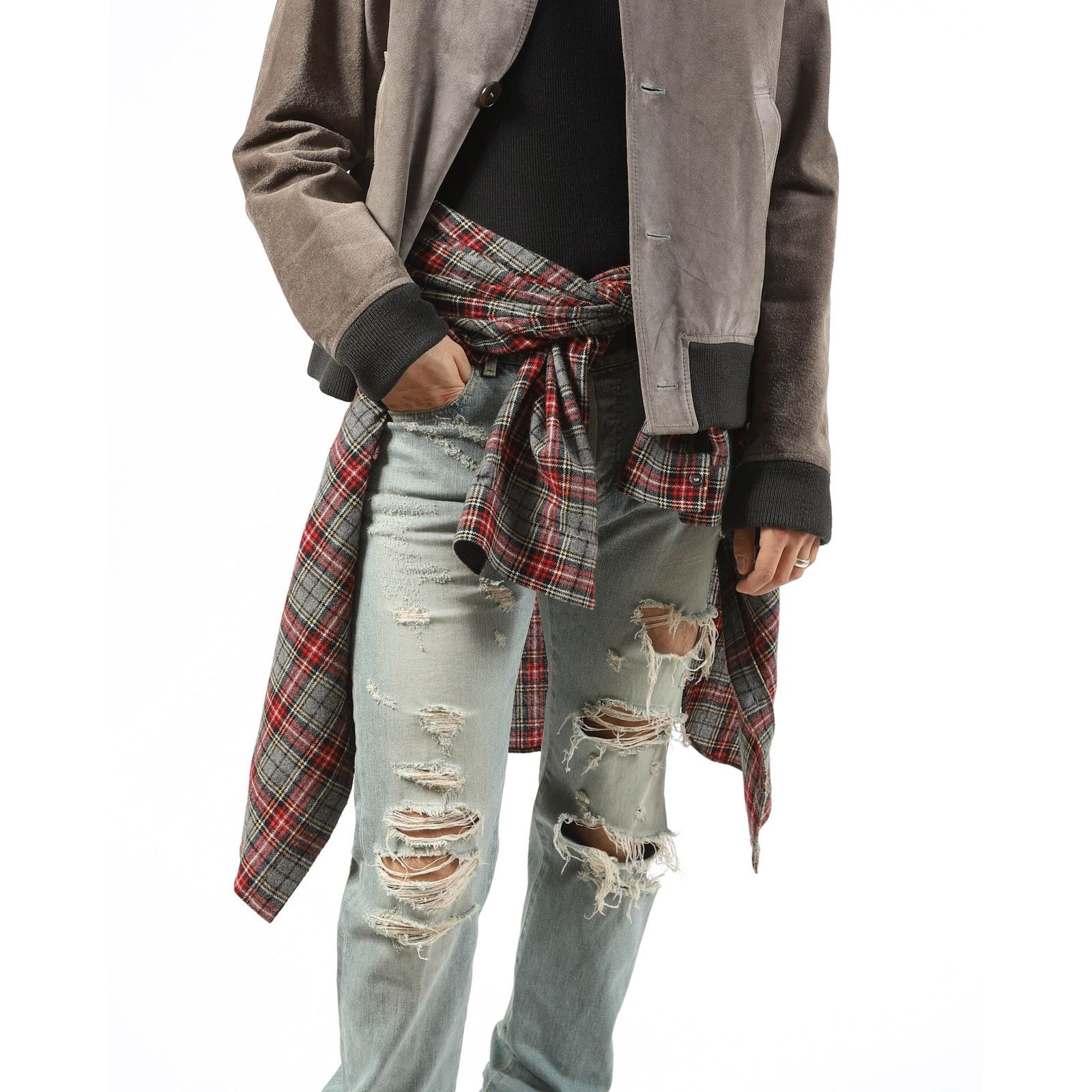Maison Margiela FW03 Contrast Collar Bomber in Grey Suede Size US L / EU 52-54 / 3 - 9 Thumbnail