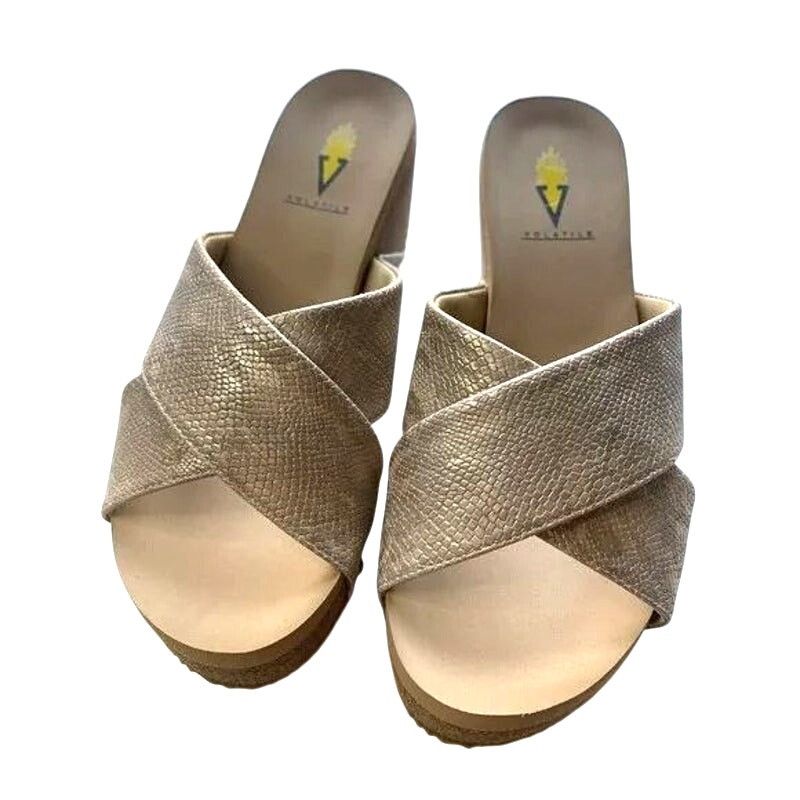 Other VERY VOLATILE Women's Size 6 NEW Gold Print Platform Sandals Size US 6 / IT 36 - 1 Thumbnail