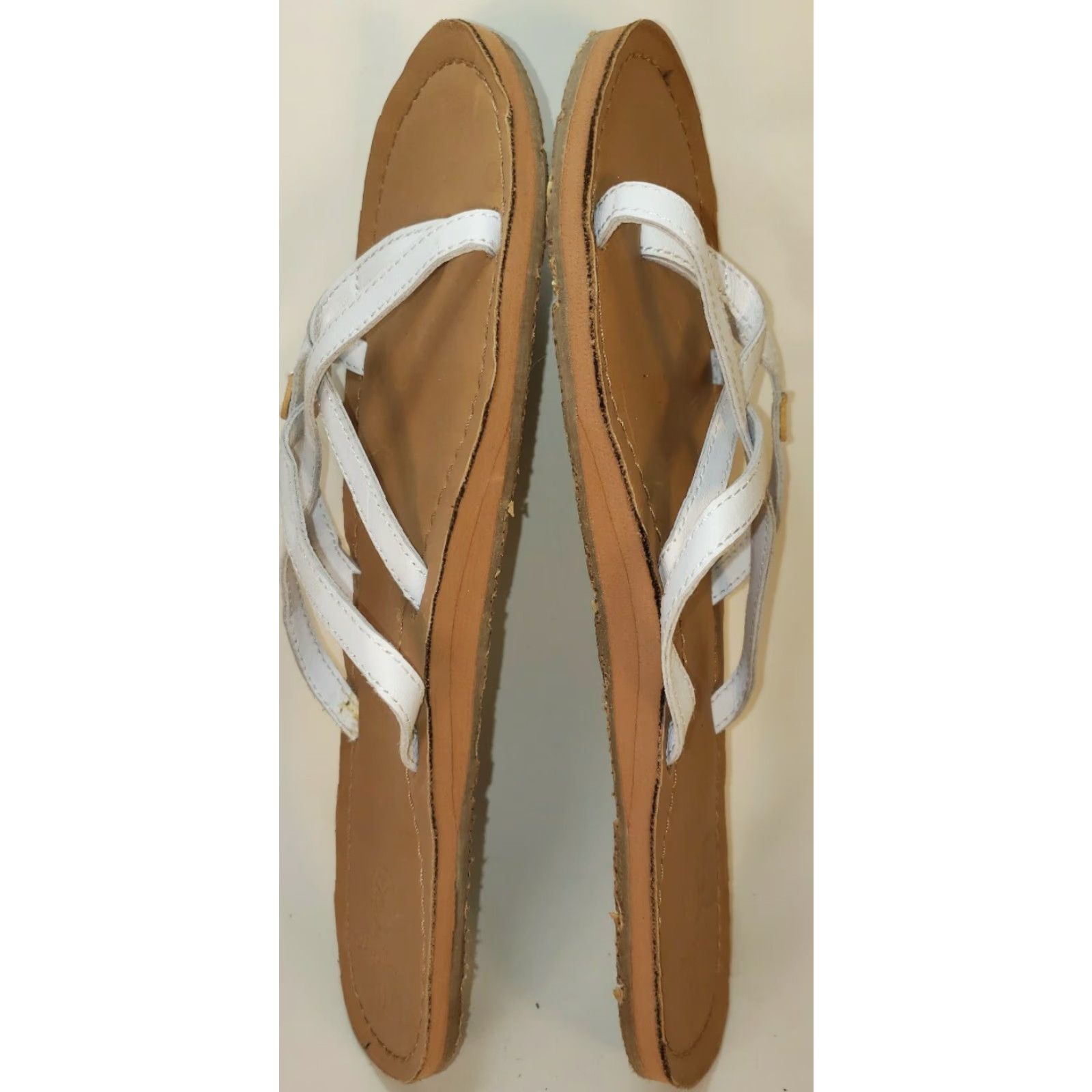 Vintage Ocean Minded Slide Strappy Sandals Women's Size 11M White Leather Casual Womens Size US 11 / IT 41 - 7 Thumbnail