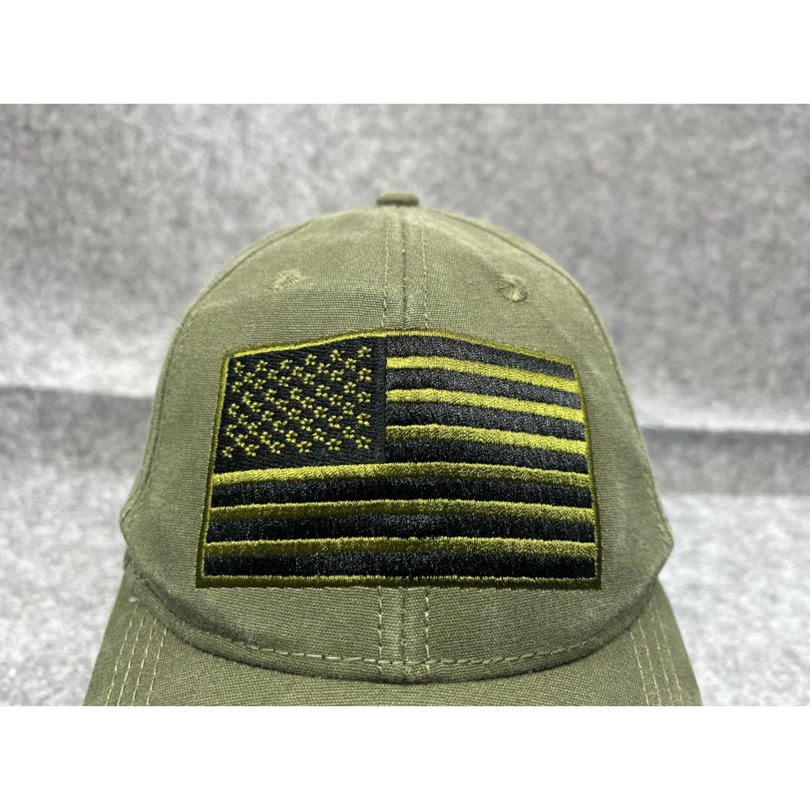 Vintage PUGS USA Flag Hat Cap Trucker One Size Green 100% Cotton Adjustable Mens Hat / Cap Adult Green Flag USA Theme Size ONE SIZE - 2 Thumbnail
