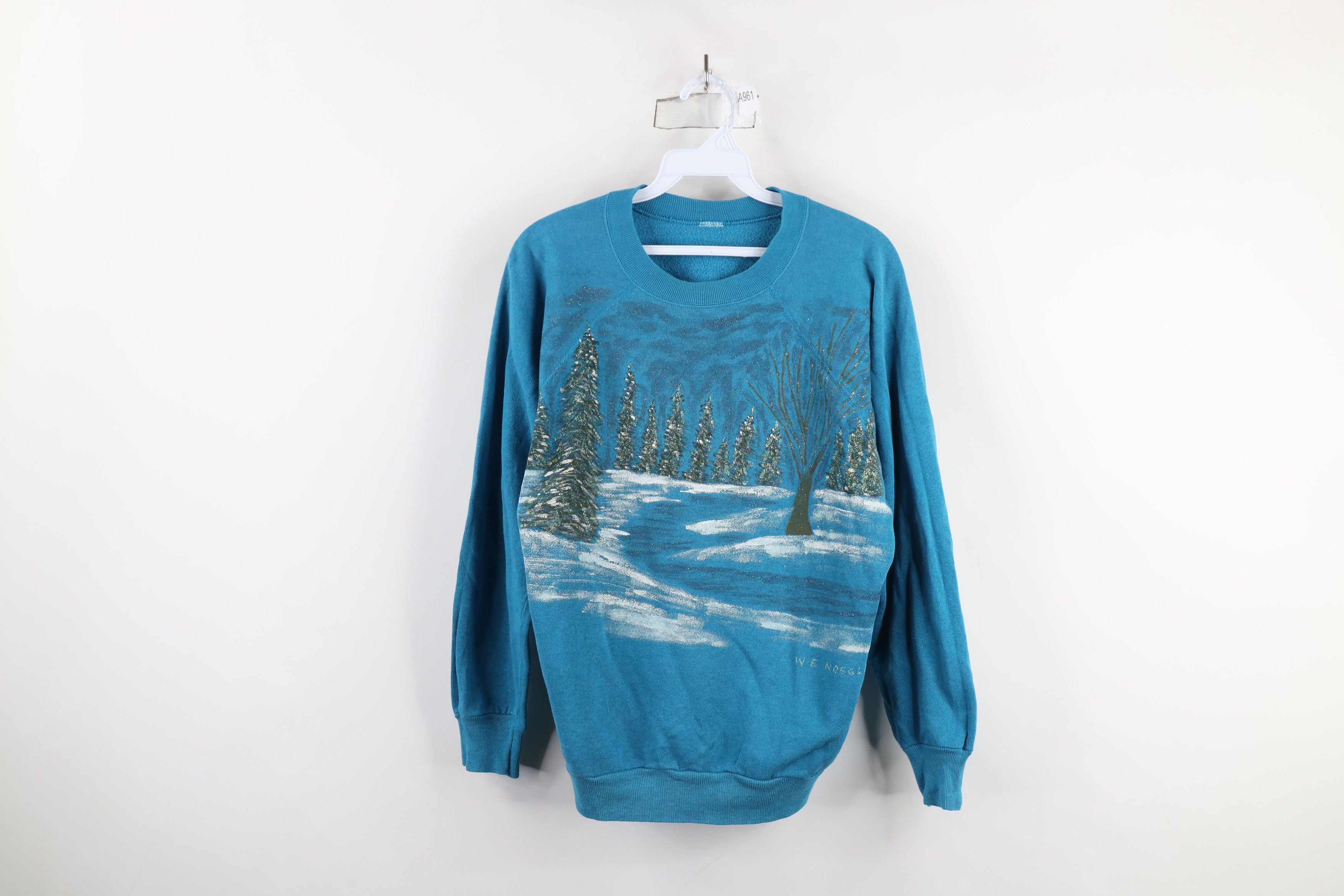 Vintage Vintage 90s Streetwear Hand Painted Winter Trees Sweatshirt Size L / US 10 / IT 46 - 1 Thumbnail