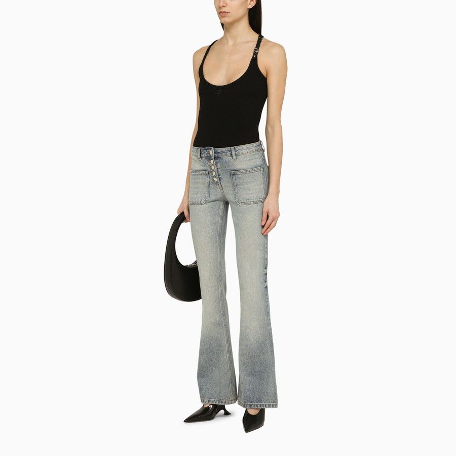 Courreges o1d2blof0824 Washed-Effect Denim Jean in Light Blue Size 27" / US 4 / IT 40 - 2 Thumbnail
