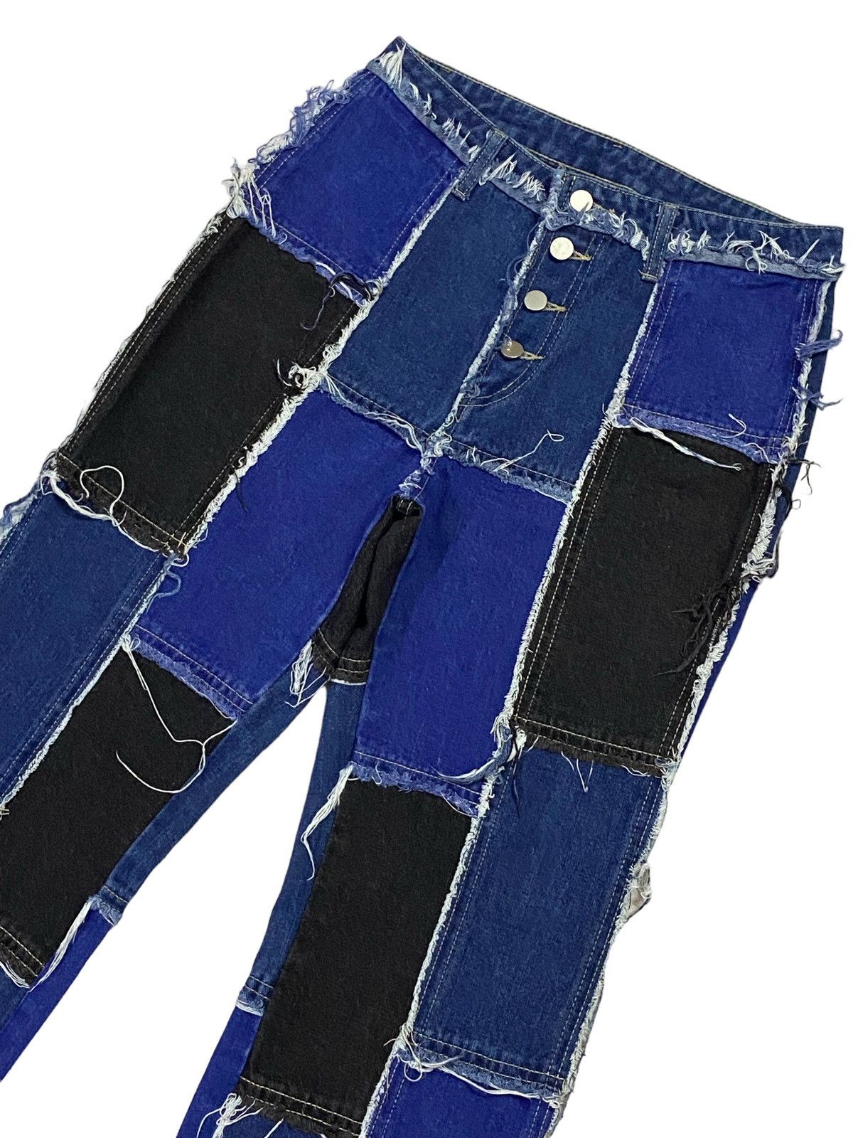 Japanese Brand Japanese Brand Patchwork High Waish Button fly Splied Jeans Size 28" / US 6 / IT 42 - 14 Thumbnail