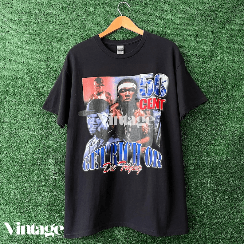 T-shirt Vintage 50 Cent G-Unit - New York Rap, Coton épais, Unisexe (neuf Avec étiquettes)