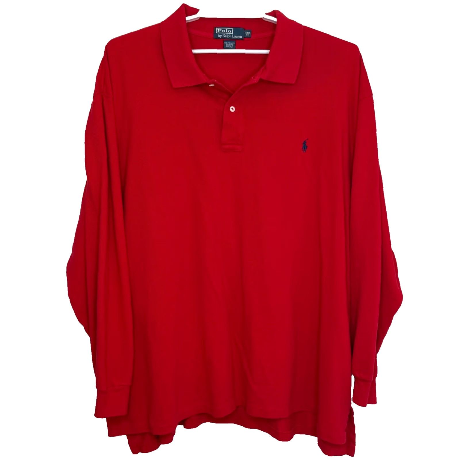 Polo Ralph Lauren Polo Ralph Lauren Polo Shirt Mens Big 4XB Red Long Sleeve Pique Classic Solid 100% Cotton Logo Big & Tall Size US XXL / EU 58 / 5 - 2 Thumbnail