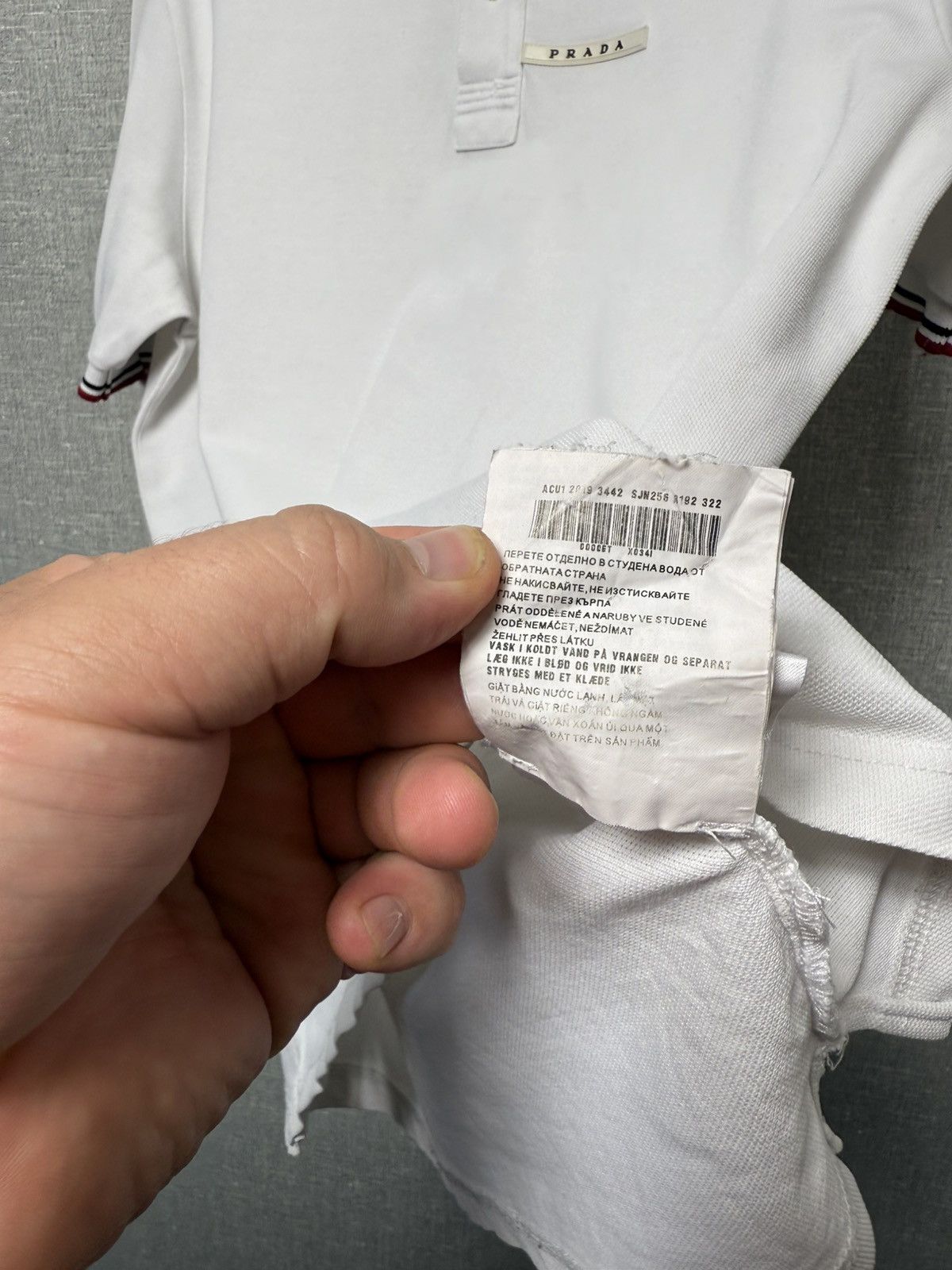 Prada Prada Milano White Tab Logo Men’s Polo T-Shirt Short Sleeve Size US L / EU 52-54 / 3 - 16 Thumbnail