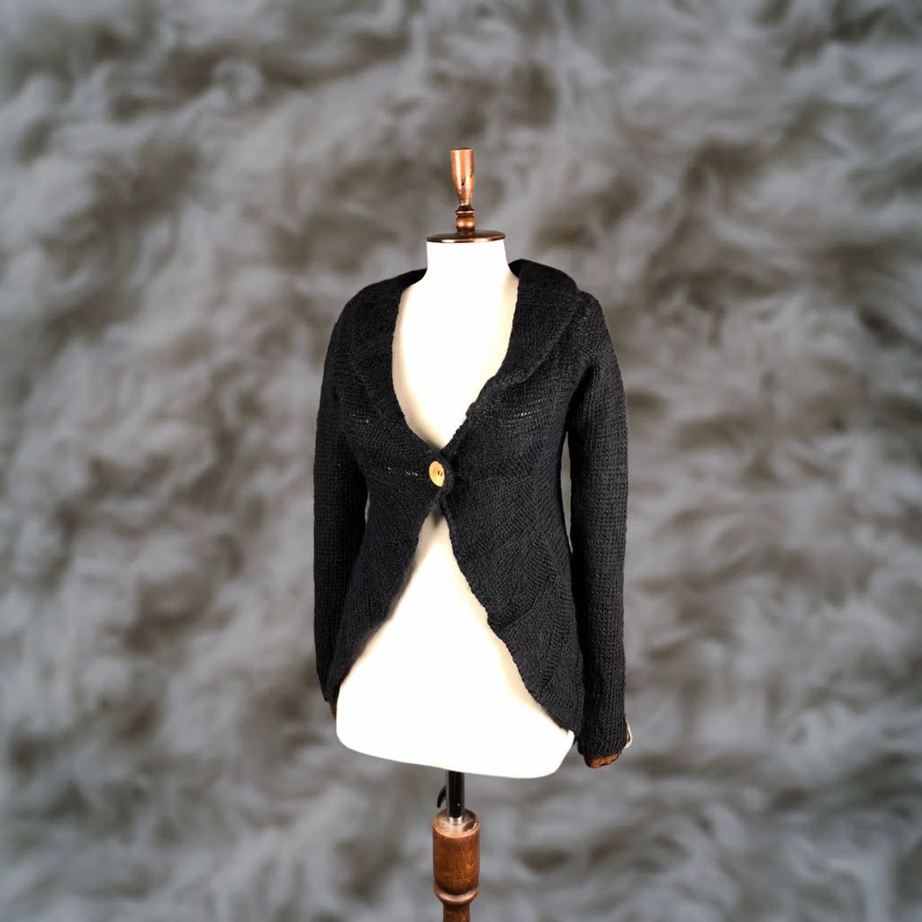 Diesel Diesel Women's Cardigan M Black Wool Alpaca Blend Asymmetric Hem Sweater Size M / US 6-8 / IT 42-44 - 1 Thumbnail