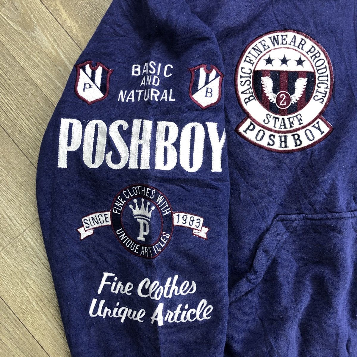 Japanese Brand × Vintage 1990s Vintage Posh Boy Staff Embroidered Zipper Hoodie Size US M / EU 48-50 / 2 - 3 Thumbnail