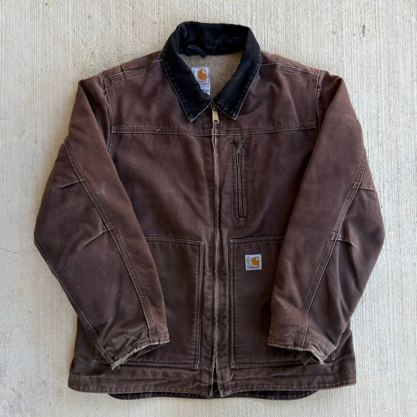 Carhartt × Vintage Carhartt WOMENS WC061 DKB brown faded work wear jacket Size US M / EU 48-50 / 2 - 1 Thumbnail