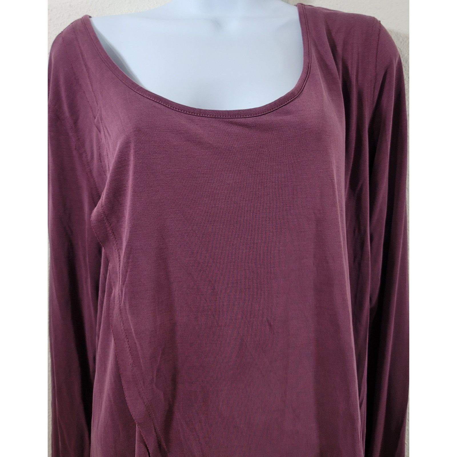 Other Cato Burgundy Draped Layered Round Neck Slub Knit Top XL Size XL / US 12-14 / IT 48-50 - 7 Thumbnail