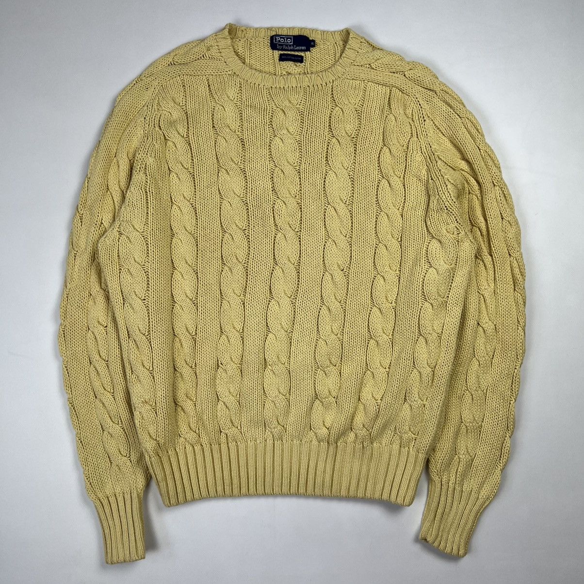 Polo Ralph Lauren × Vintage Vintage 90s Ralph Lauren cable heavy knit crew neck sweater Size US L / EU 52-54 / 3 - 1 Thumbnail