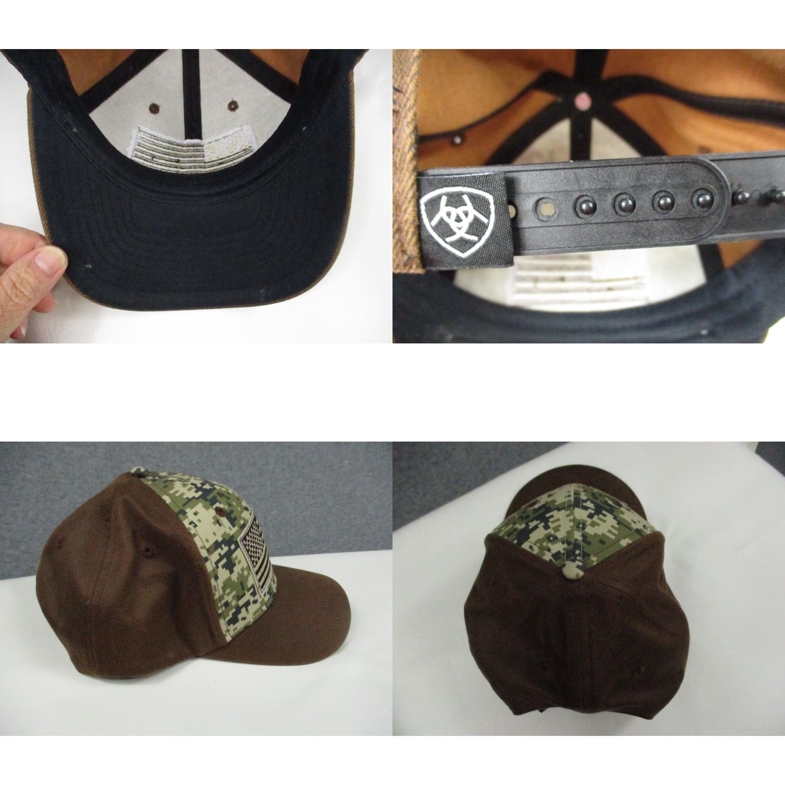 Ariat Ariat Digital Camo American Flag Cap Trucker Hat Brown Tan Snapback Adjustable Mens Hat Size ONE SIZE - 8 Thumbnail
