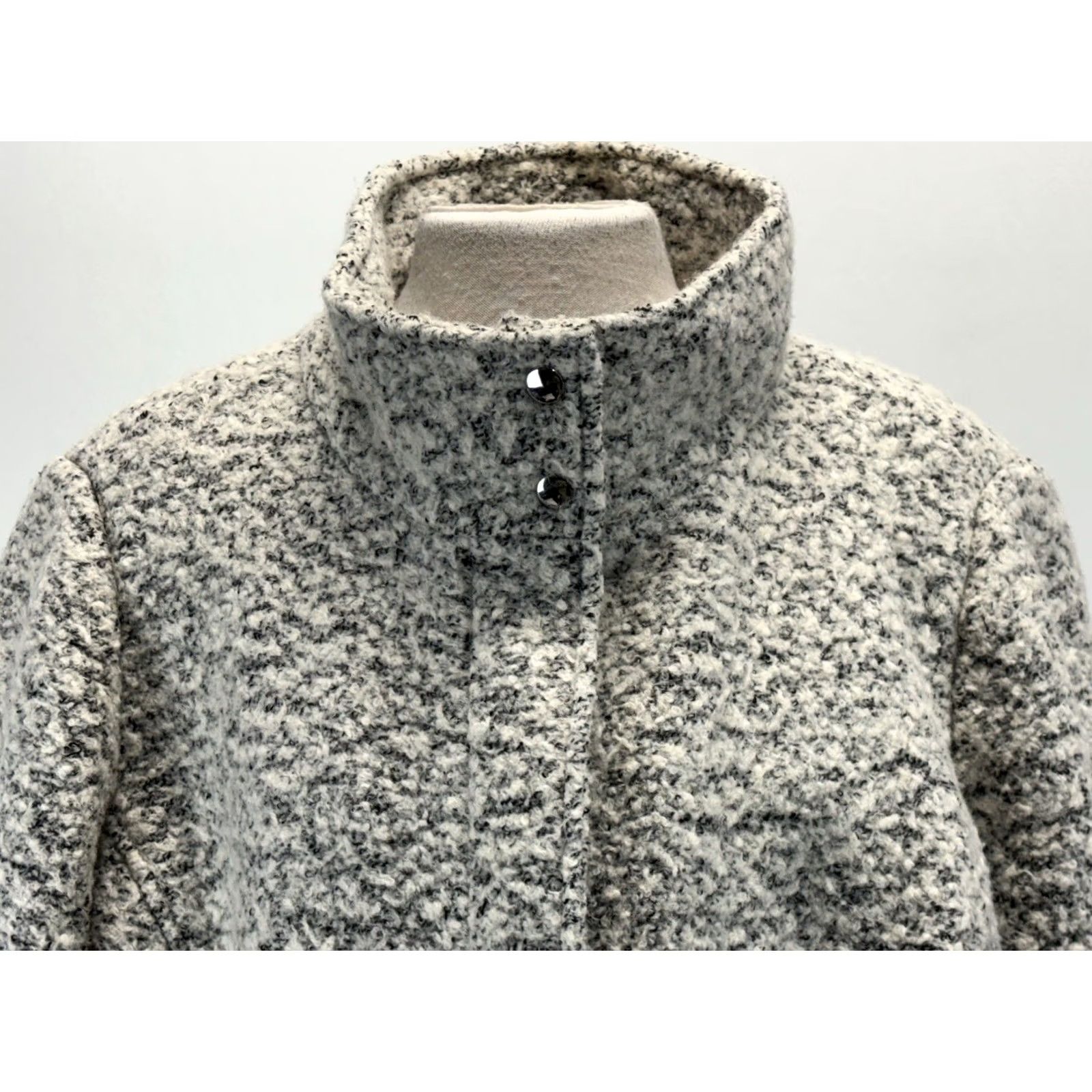Loft LOFT Coat Wool Blend Marled Boucle Funnel Neck Full Zip Mid-Length Womens 18 Grey Size XXL / US 16-18 / IT 52-54 - 5 Thumbnail