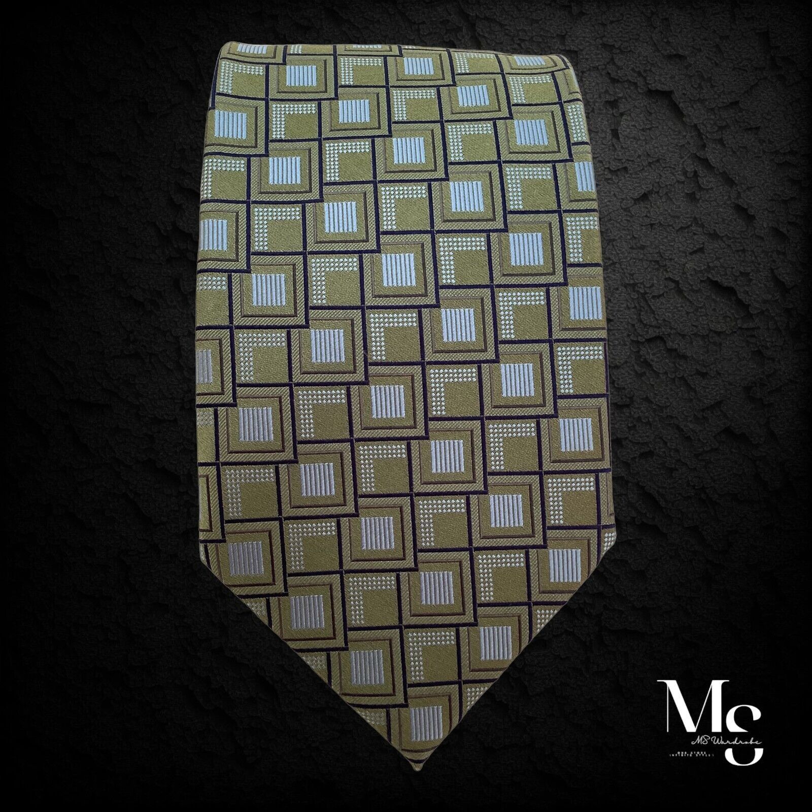Ermenegildo Zegna $170 ERMENEGILDO ZEGNA Green Geometric Luxury Silk Tie Made Size ONE SIZE - 5 Thumbnail