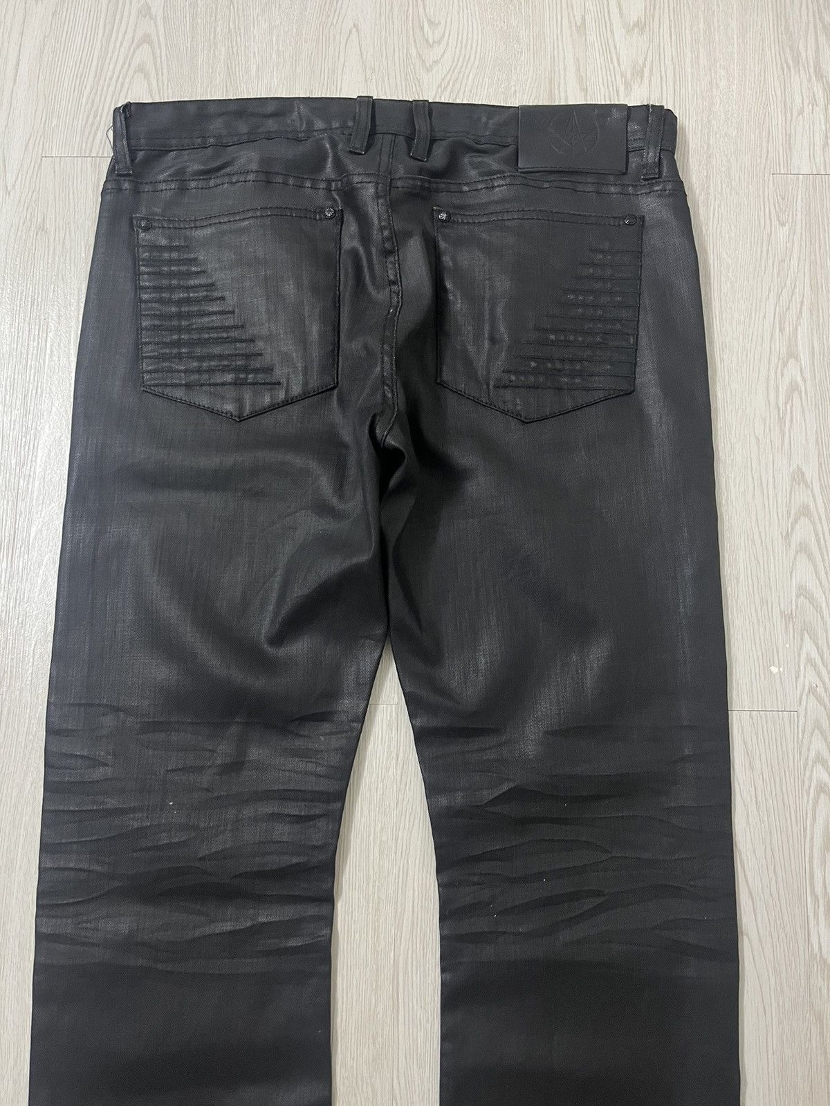 Affliction Need Gone💥Y2K Affliction Super Black Coated Jeans Size US 34 / EU 50 - 8 Thumbnail