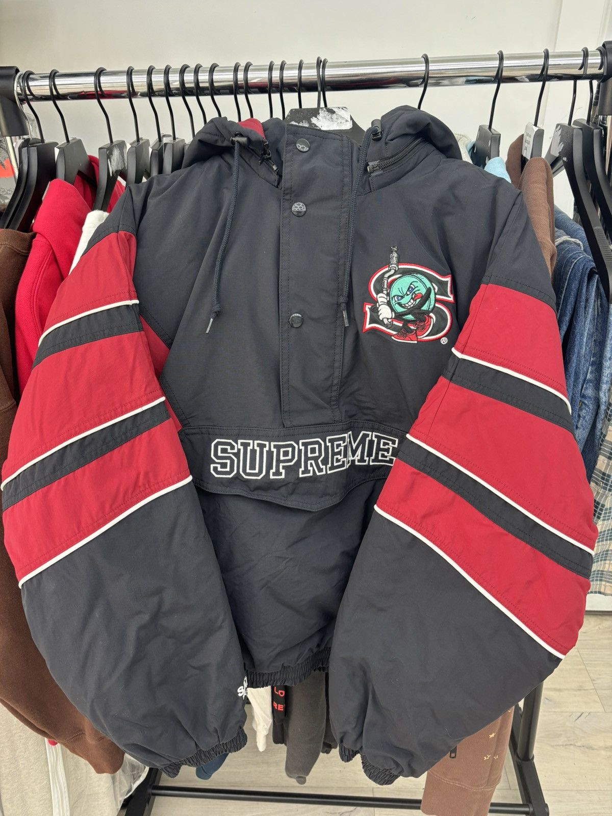 Supreme x Salem Half Zip Stadium Jacket Red size Large S4lem