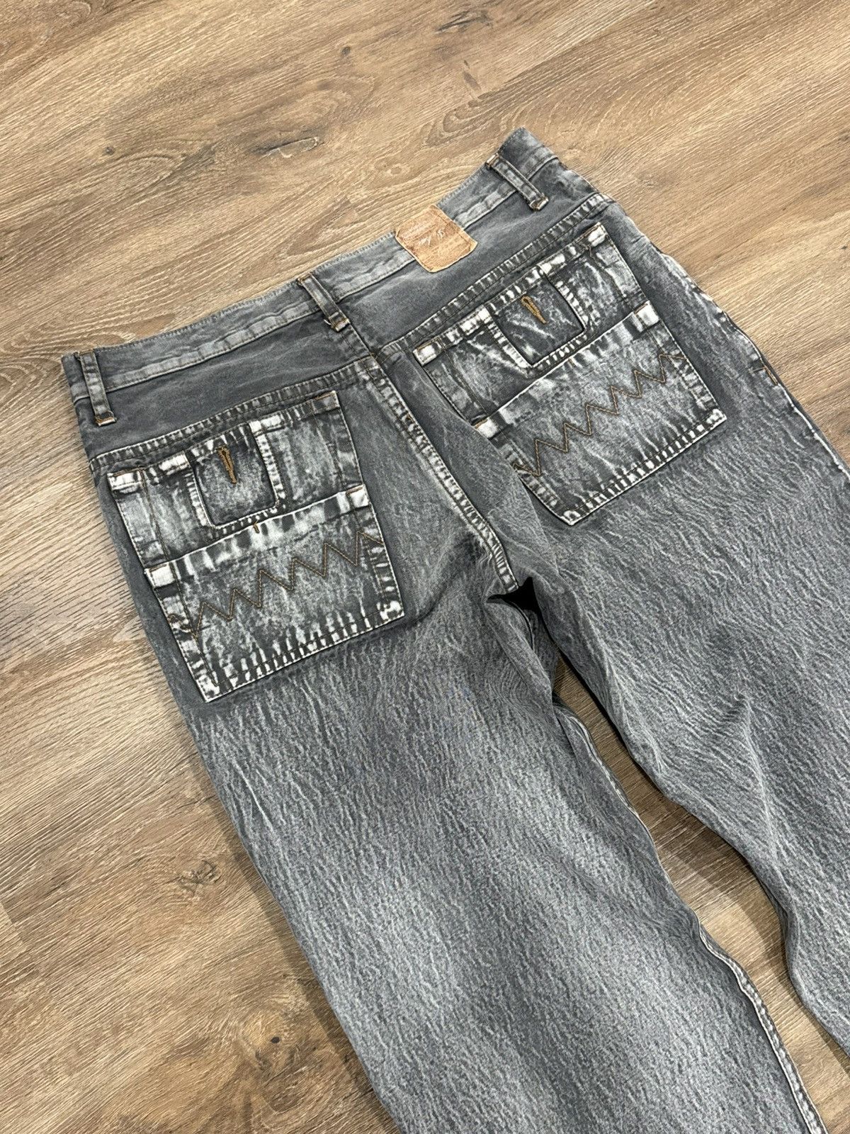 Japanese Brand Baggy Grey Reaper Textured Denim - Wide Leg Streetwear Jeans Size US 34 / EU 50 - 10 Thumbnail