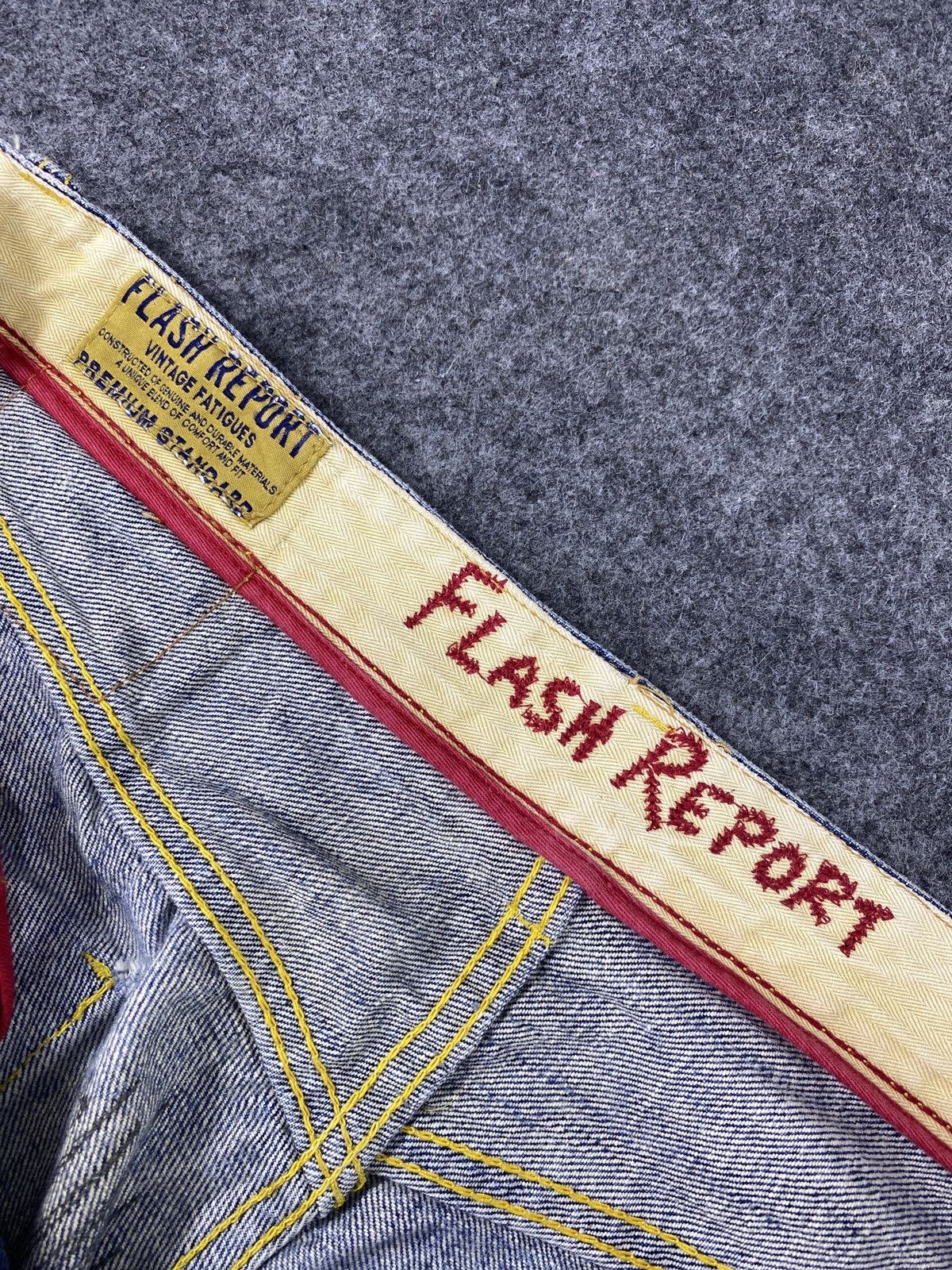 Japanese Brand × Jean Flash Report Distress Blue Wash Denim - J972 Size US 33 - 8 Thumbnail