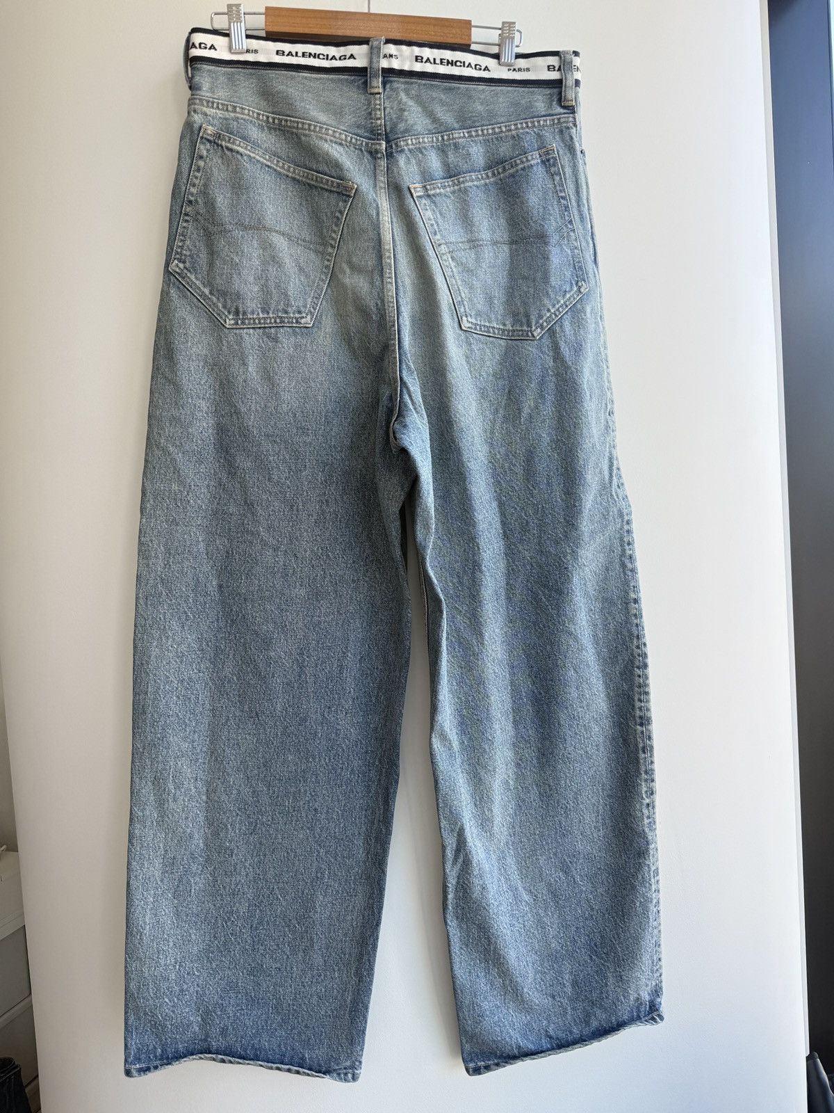 Balenciaga Balenciaga 2021 Distressed Wide Leg Denim Pants Size US 29 - 2 Thumbnail