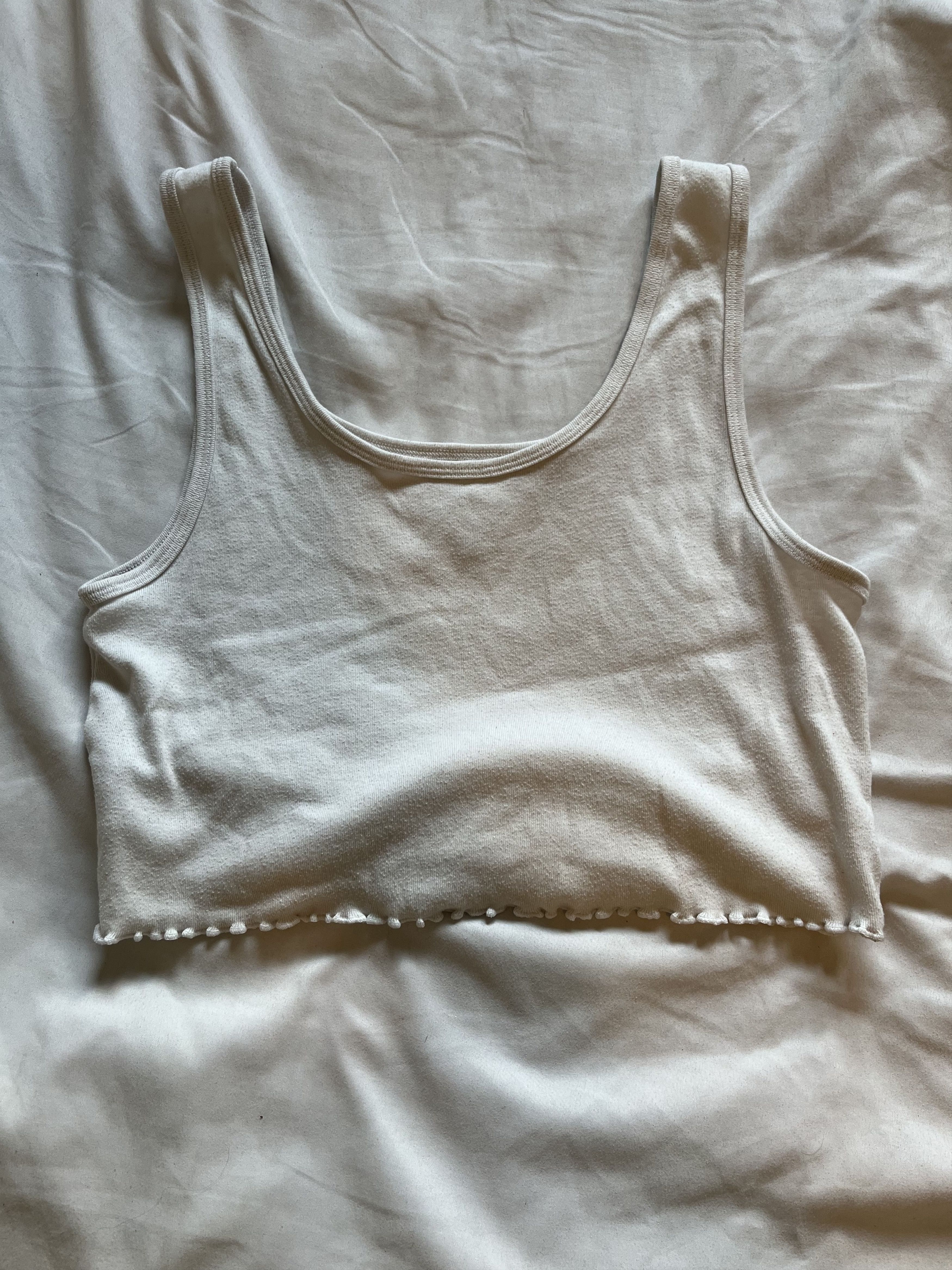 American Eagle Outfitters American Eagle Cream Crop Top with Peace Symbol Size L / US 10 / IT 46 - 4 Thumbnail
